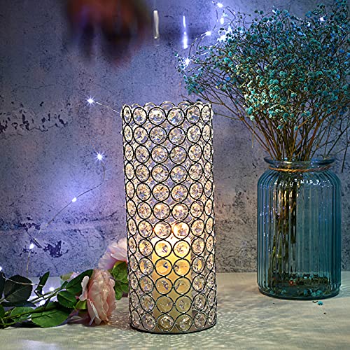 Ownmy Crystal Bowl Votive Tea Light Holder Pillar Candle Holder Decorative Cylinder Flower Vases For Artificial Bouquet, Decor Candelabra Vase Candle Centerpieces For Wedding Dining Table Room, Silver #TOP1