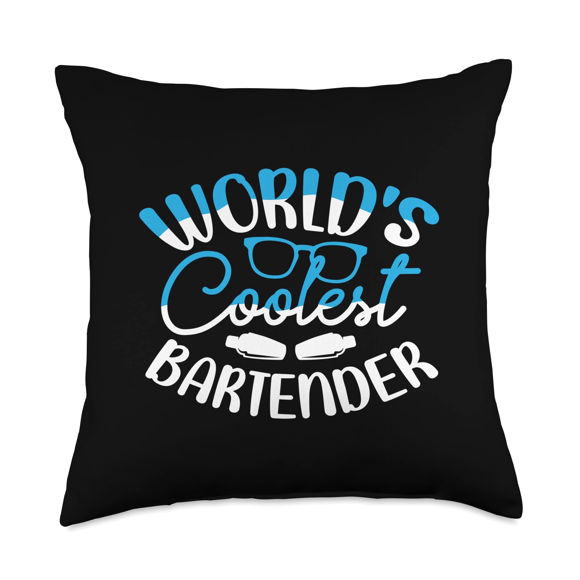 Men Women Bartender Gift Mixologist Barkeep World's Coolest Bartender Mixologist Cocktail Barkeep Throw Pillow, 18x18, Multicolor