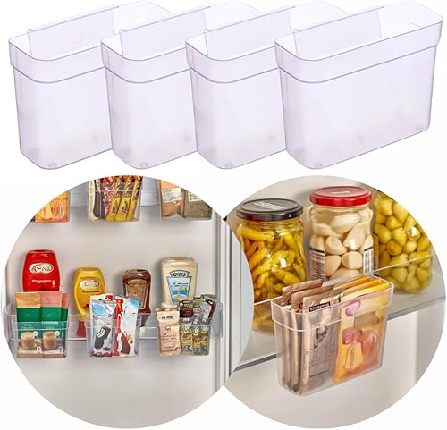4 piezas transparentes colgantes para tapa de refrigerador juego de caja versátil para contenedores adaptables de eficiencia de almacenamiento de