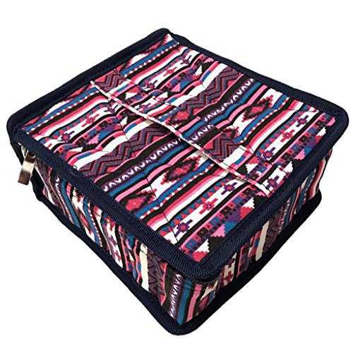 Purple Essential Oil Bottle Carrying Case - 30 Bottles of 5ml, 10ml, or 15ml sizes for Storing & Traveling By Diffusing Essentials - Neon Navajo Aztec Fabric