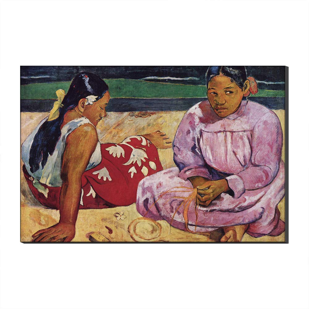 Art Mural Femmes Tahitiennes sur La Plage Décoration Salon Toile Gauguin 90x140cm