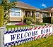 Colormoon Large Welcome Home Banner Military Army Theme Bunting Banner Homecoming Deployment Return Party Sign Outdoor Indoor (9.8 x 1.5 feet)