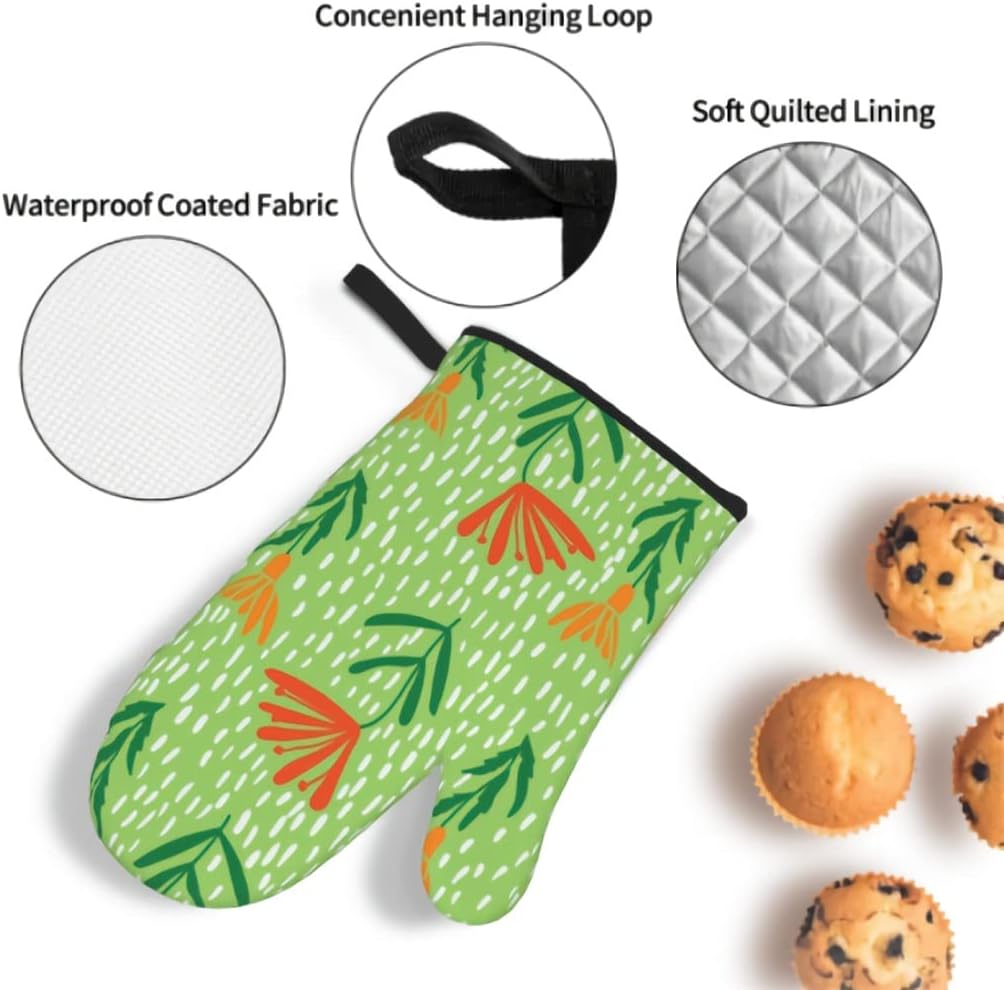 Oven Mitts and Pot Holders Sets Funny Printed Gloves Cooking Baking Grilling Set of 4