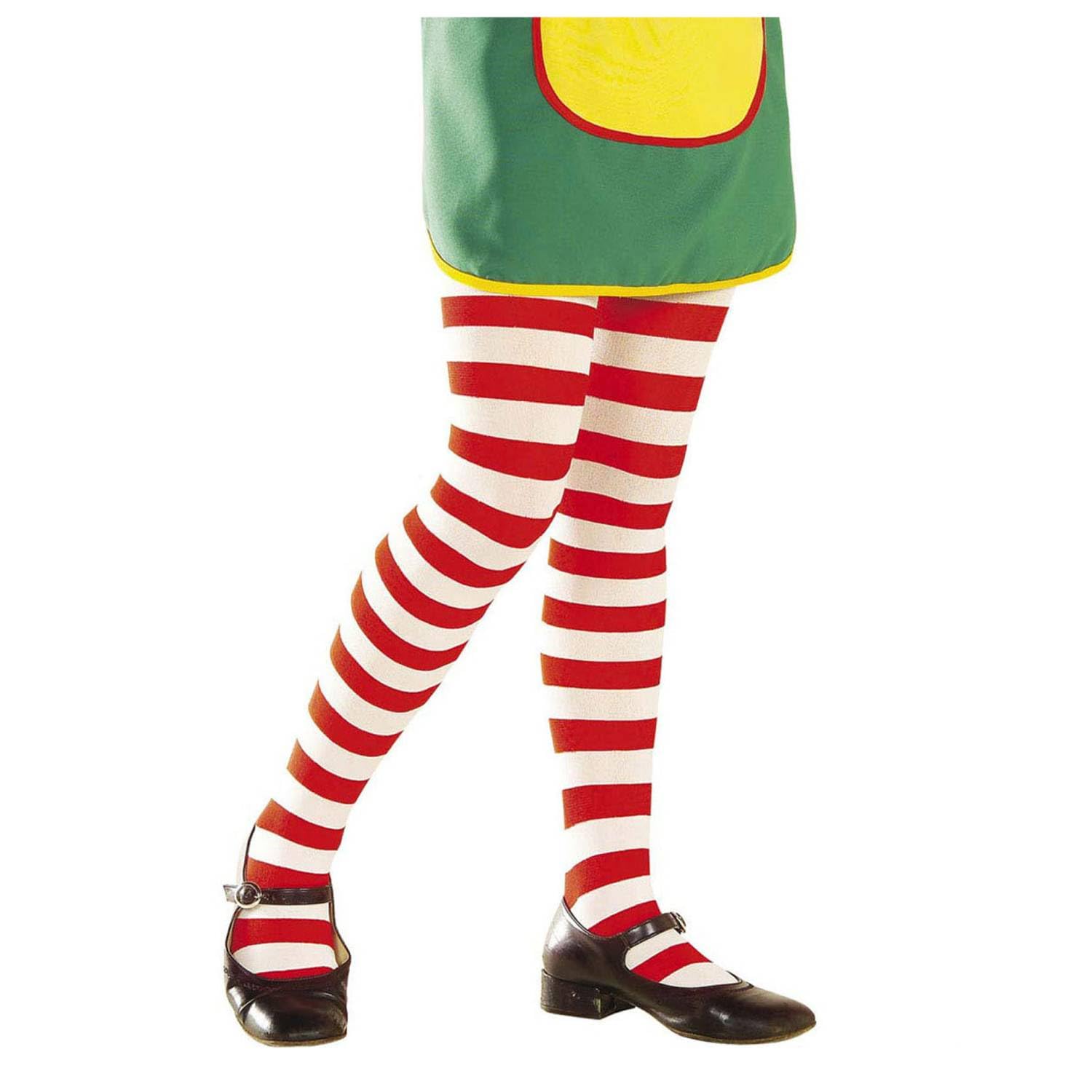 W Widmann Milano Party Fashion Girls Red - Striped Tights For Clowns, Naughty Santa's Helpers, Carnival, Halloween, Themed Parties, 70 Den, Size 11-14 Years, -White