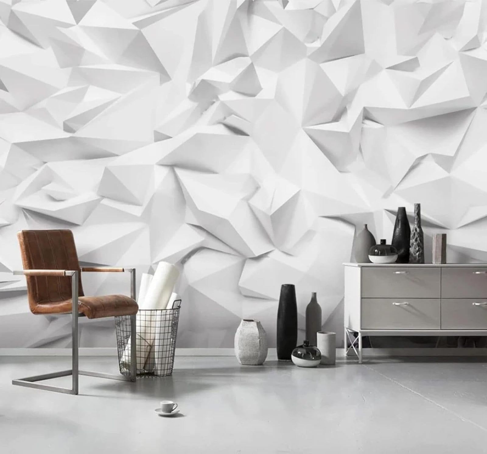XLMING Abstract Three Dimensional White Geometric Unique 3D Wallpaper Luxury Home Dining Decor Paste Sofa Living Room The Wall for Bedroom Mural-400cm×280cm