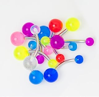 7 UV Light Belly Navel Bars Rings Body Piercing