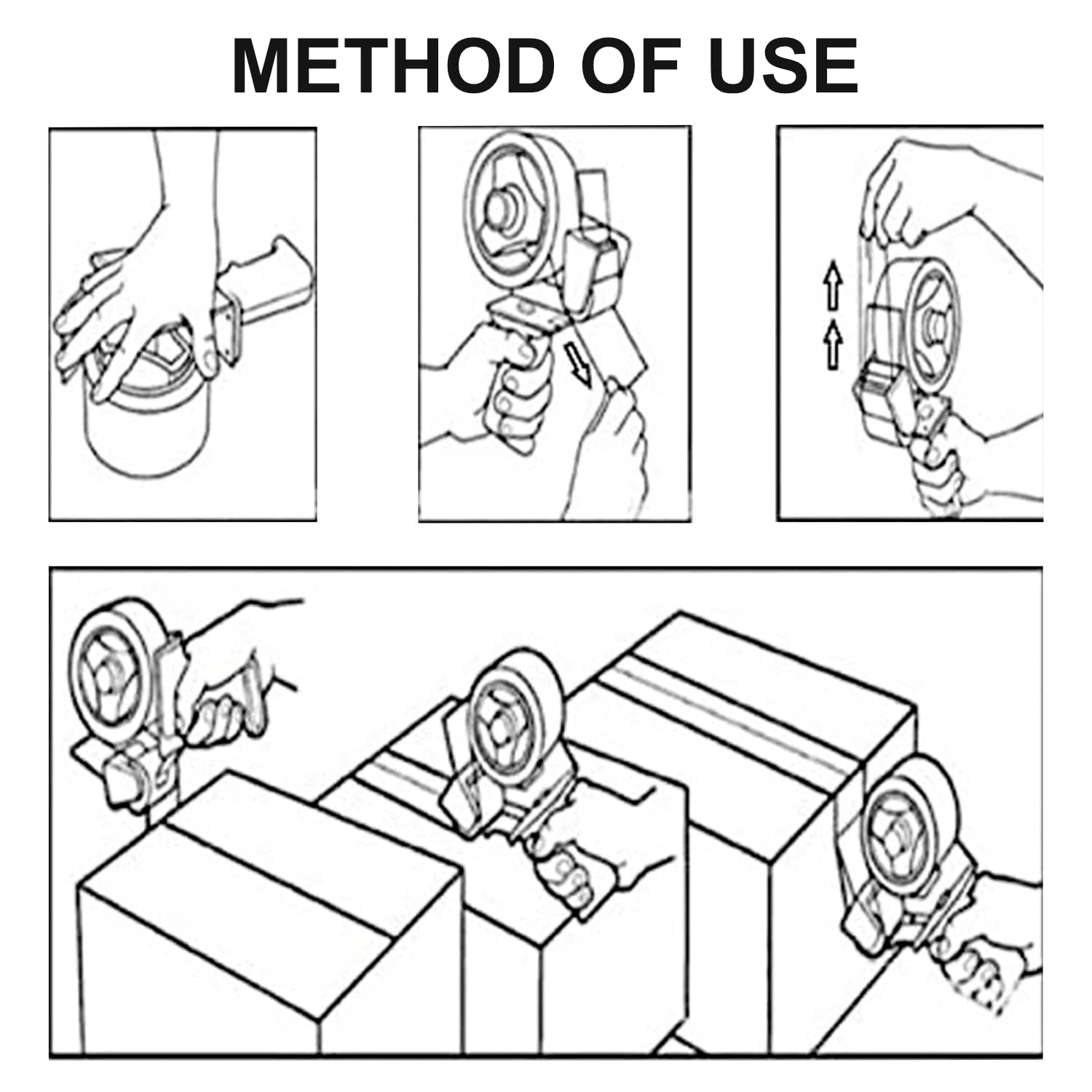 Oddy Dispensador de cinta de sellado de cajas para sellar y embalar cartones, cajas, etc. - Cortador de cinta manual de 3 pulgadas