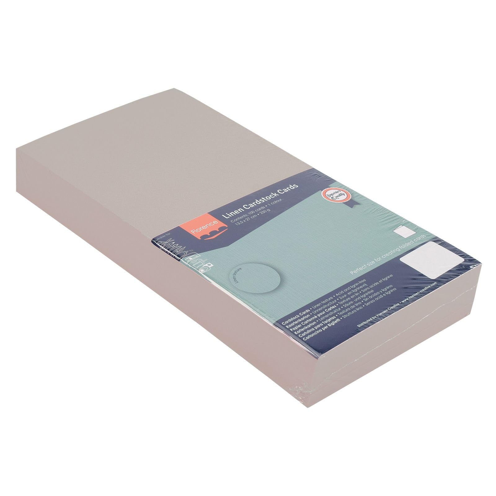 Florence Linen Cardstock 10.6 x 5.3 Inches Grey (Rhino), 100 Sheets of 250 GSM Coloured Paper - Image 3