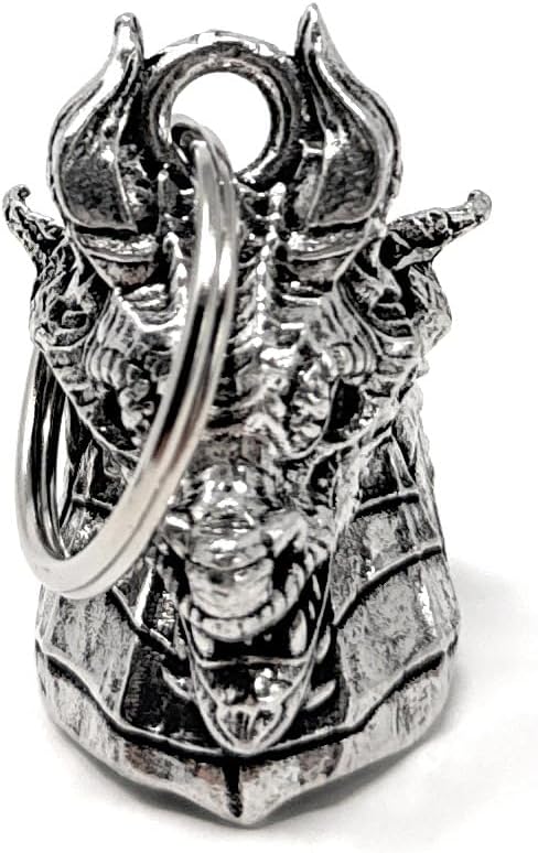 Bravo Bells Dragon Head 3D Motorcycle Bell – Good Luck Biker Accessory or Keychain – Made in USA with Premium Lead-Free Pewter