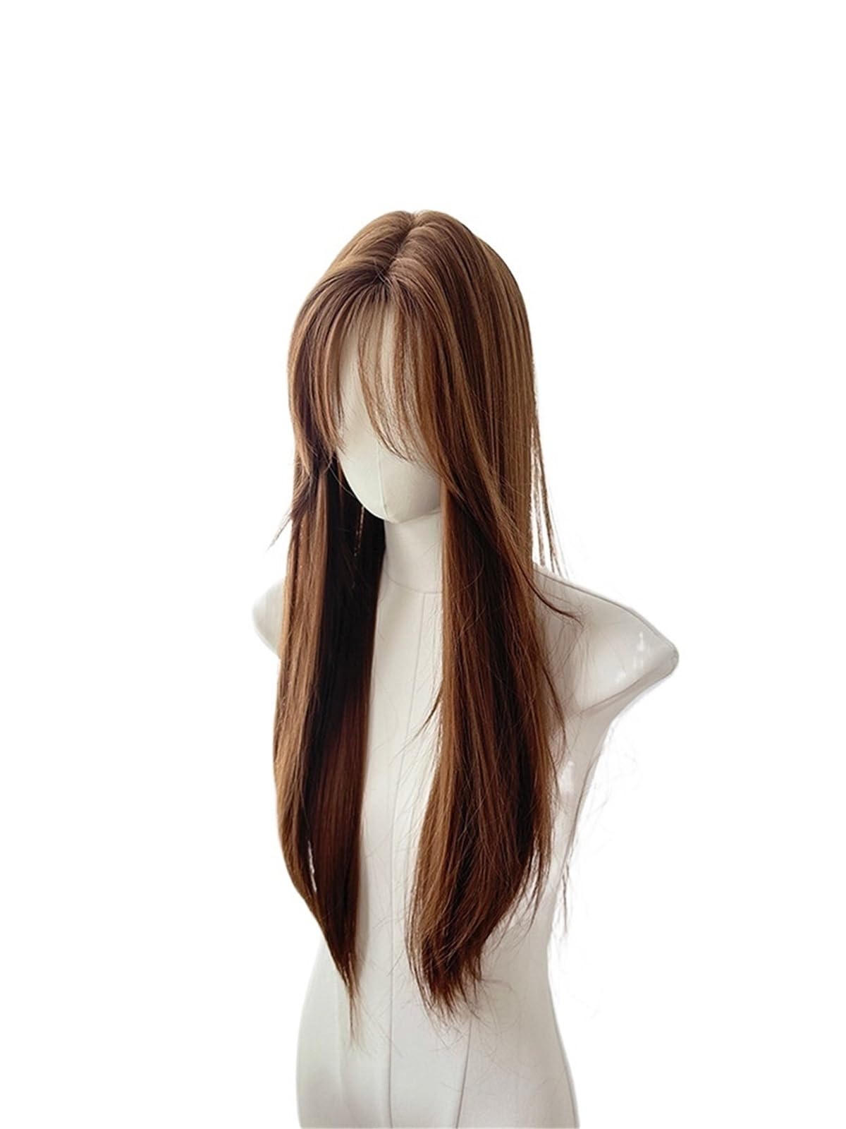Libangrong-888 One Color Wigs Long Straight Hair Wig With Layered Figure Eight Bangs, Daily Commuting Headband Natural Wig