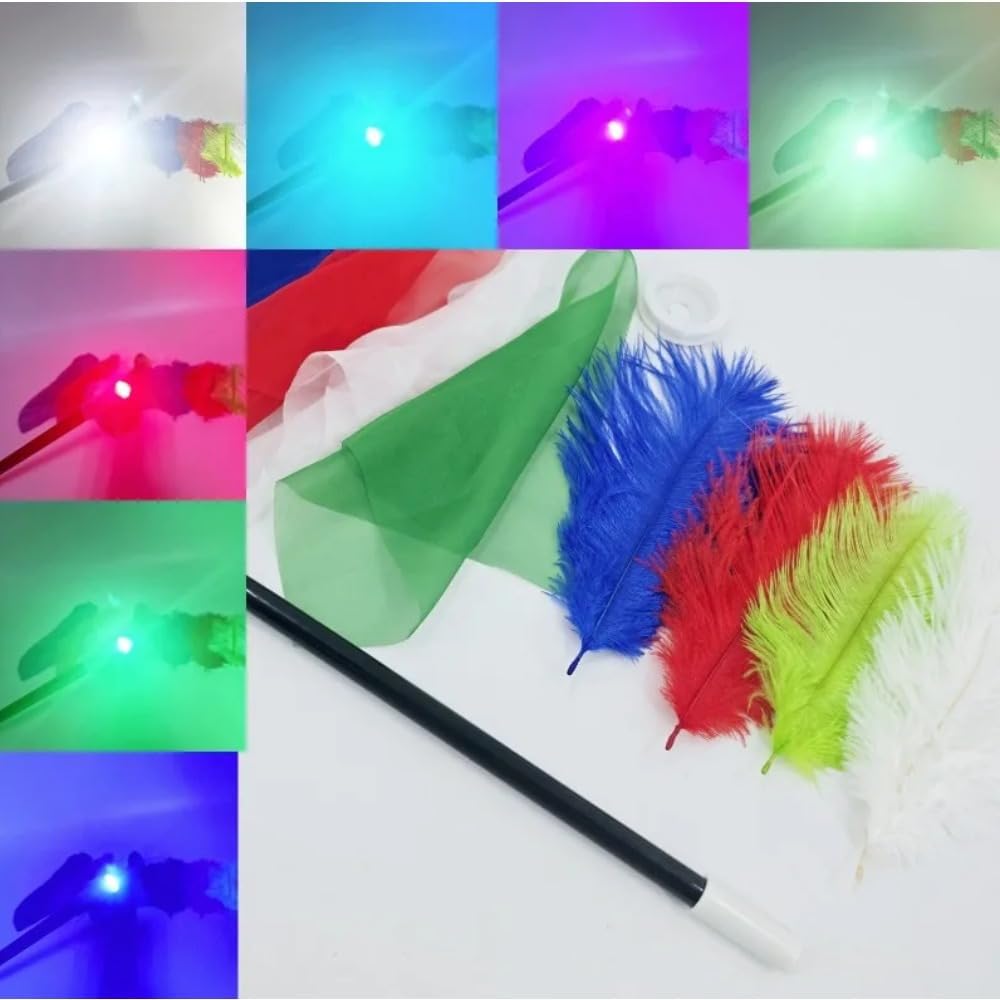 ZQION 7 Color LED Magic Wand Instantly Vanish & Produce Items Professional Stage Close Up Lighting Magic Trick for Feathers Scarf Snow