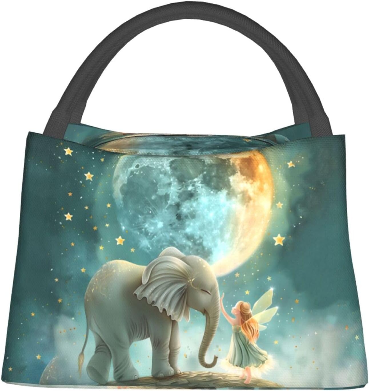 Lunch Bag for Women, Elephant and Fairy Insulated Lunch Box for Kids Girls, Reusable Lunch Bag for Office, Work, Picnic, Travel, School