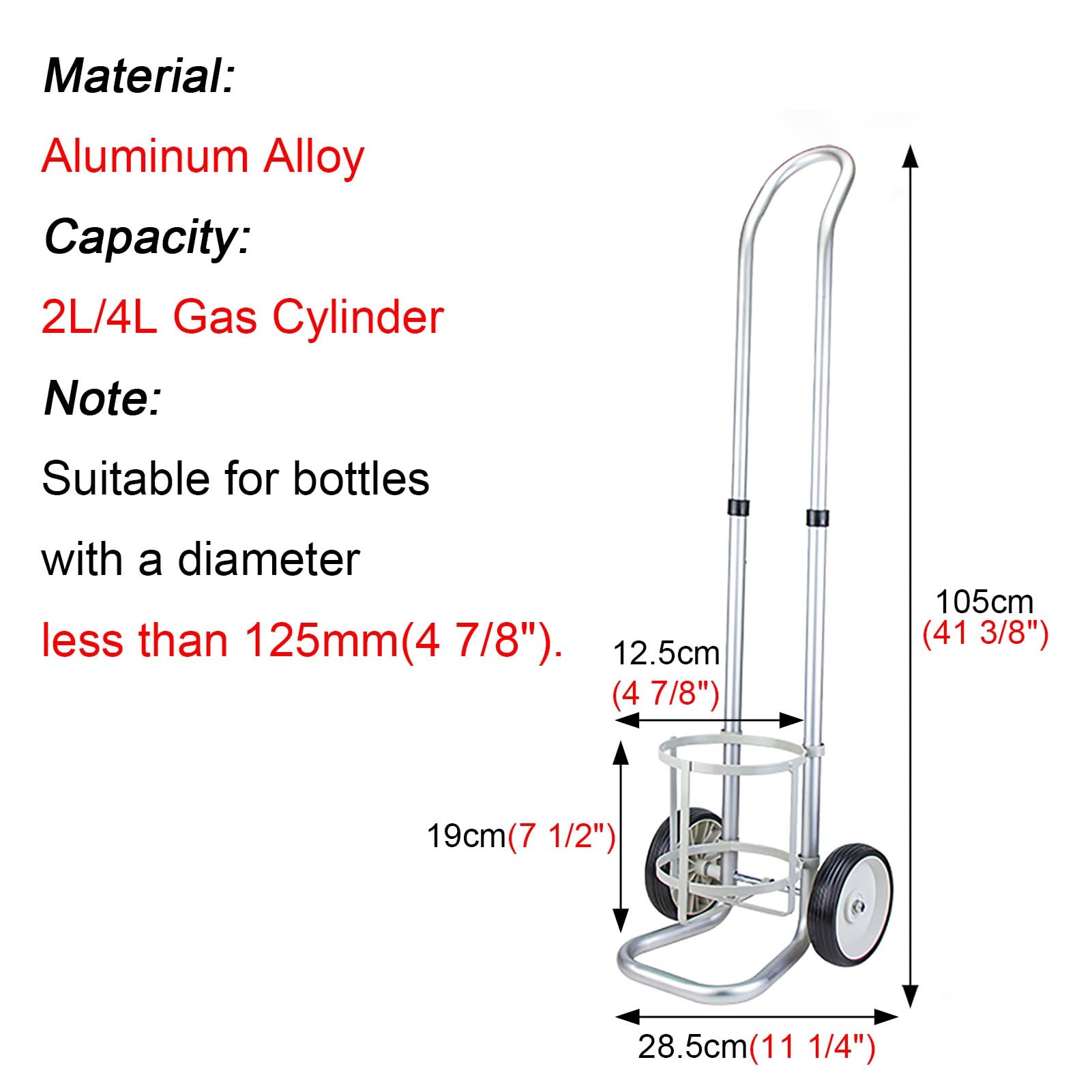 Carrello Porta bombole di Ossigeno Leggero con Cintura di Sicurezza e Altezza Regolabile, Supporto per bombole di Ossigeno in Metallo per Un deposito Sicuro del Gas, Adatto a bombole con Dia