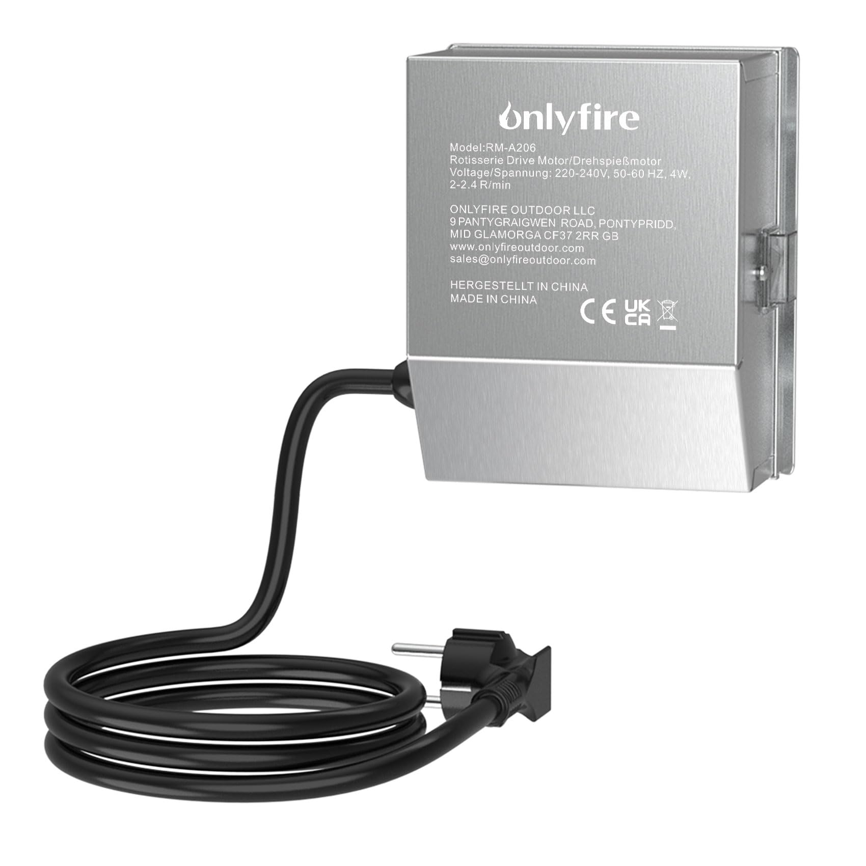 Onlyfire Motor de parrilla para asador, motor de asador para barbacoa, (2.5-3) U/M, 50 / 60Hz-4 vatios, 220V / 240V, cargable 18KG