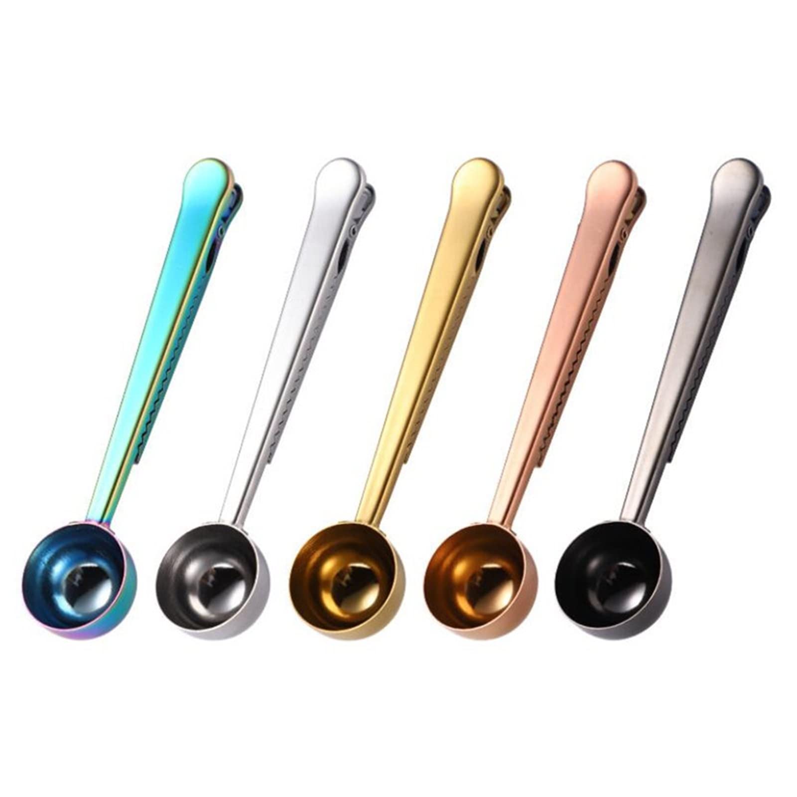 Spoon 5ps Multifunction Kitchen Supplies Coffee Scoop with Clip Stainless Steel Tea Measuring Cup Scoop Spoons
