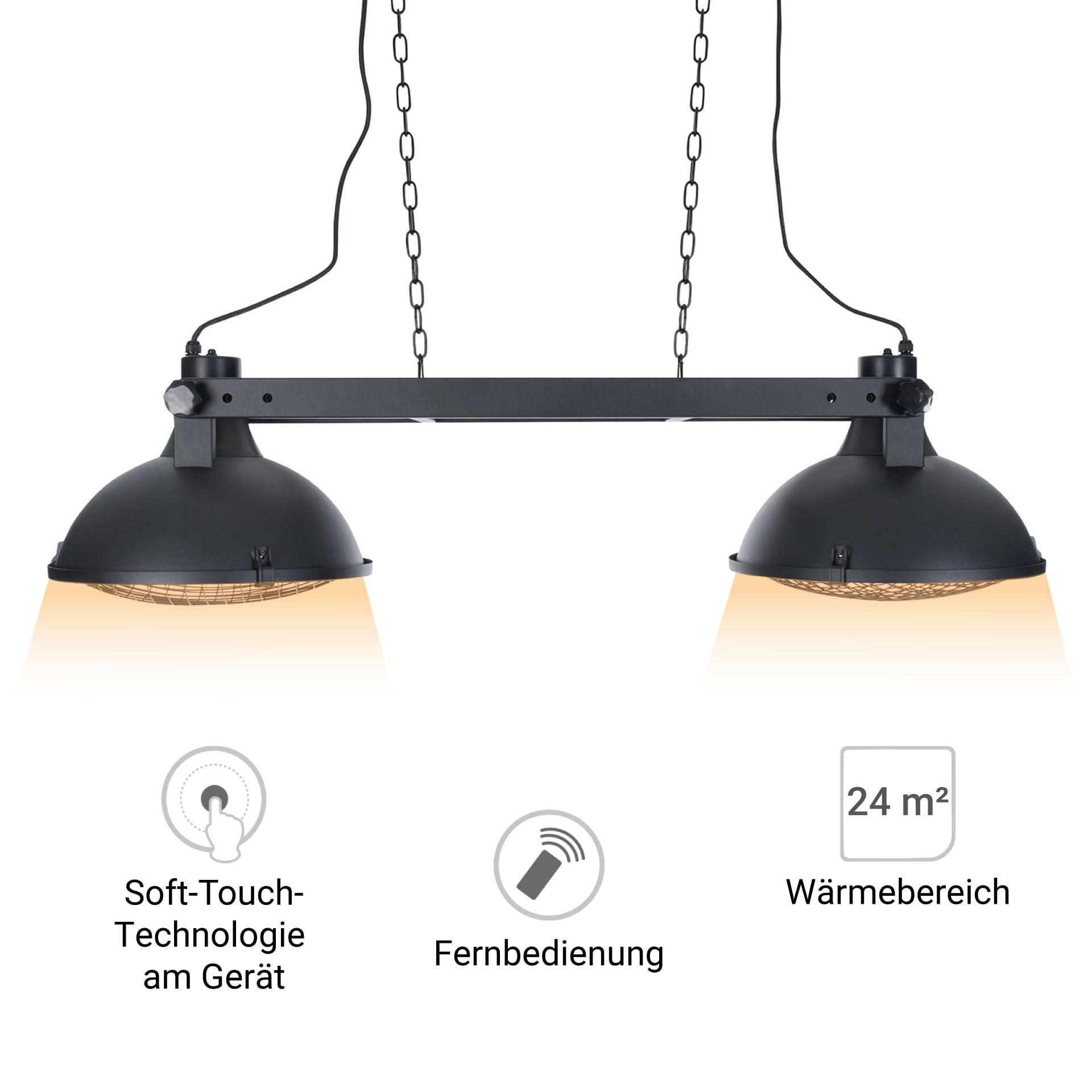 Sunred - Heizgerät Indus II Hängend 3000 - 3000 Watt - Heizstrahler - Terrassenheizung - Metall - Schwarz