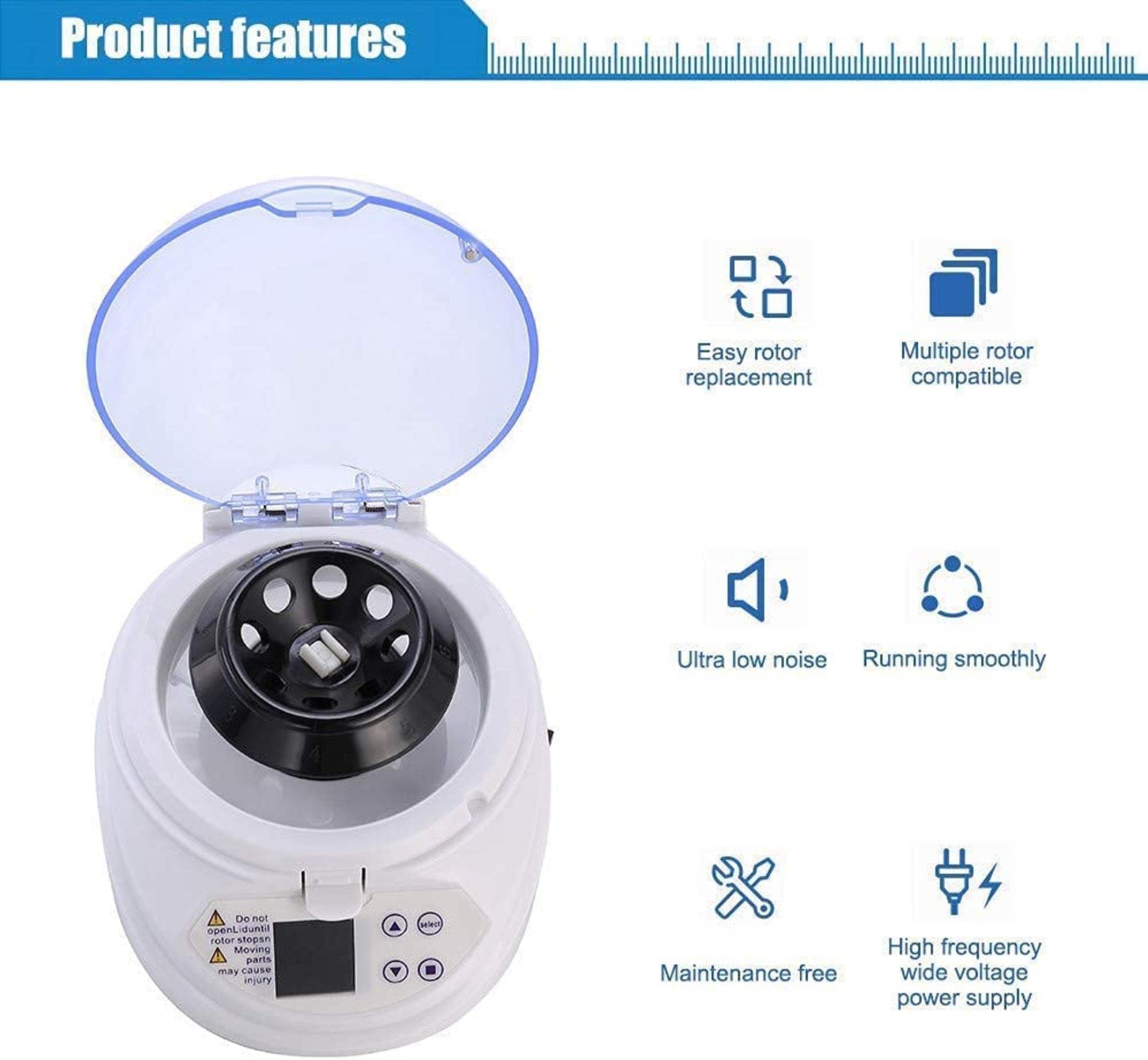 Mini centrífuga de Laboratorio clínico de Escritorio 0~12000RPM Centrífuga eléctrica Ajustable de Alta Velocidad Pantalla LED con Temporizador 0~9999min, Incluye Rotor de microtubo de 8 Posiciones