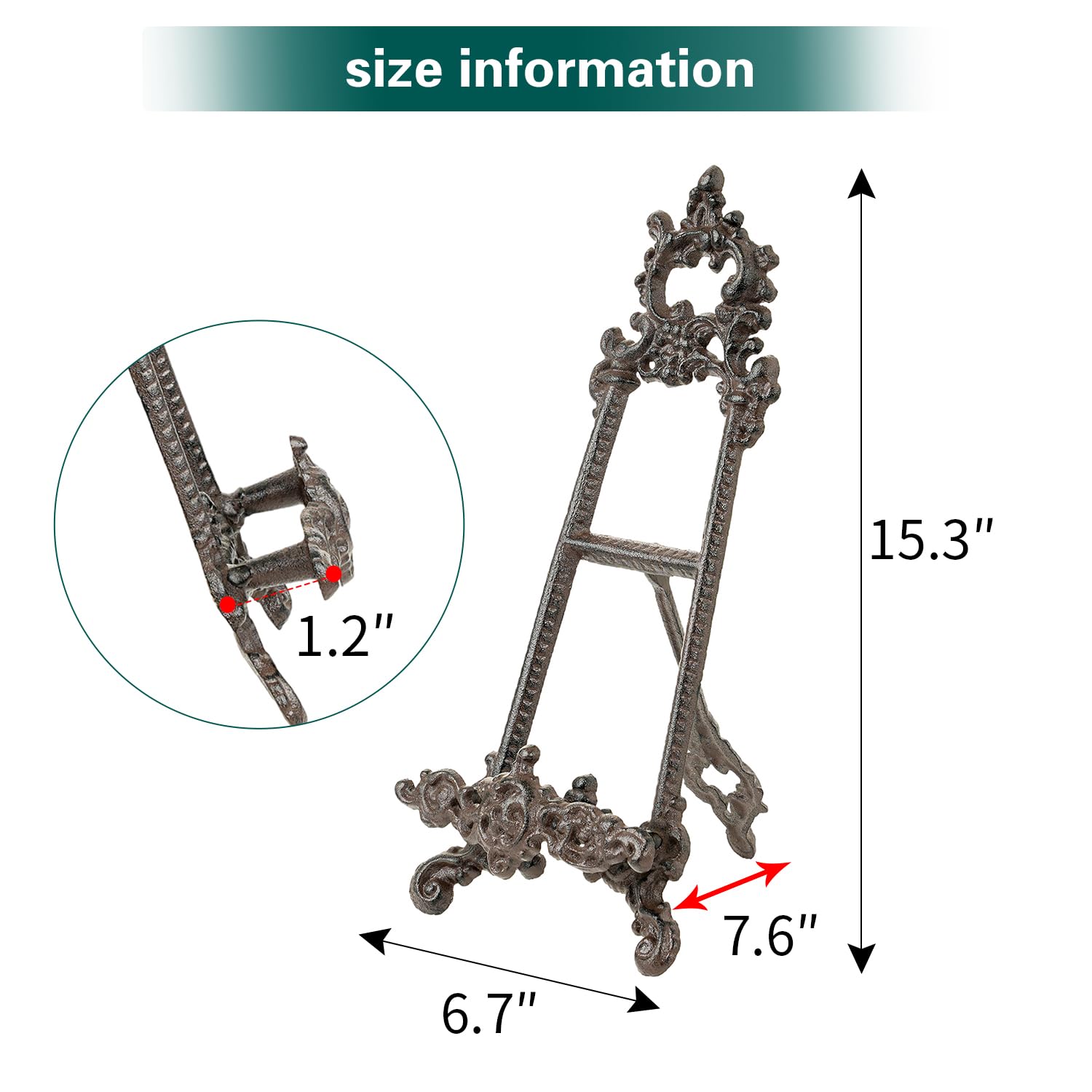 Sungmor Stojak na książkę kucharską w stylu vintage, mały, ozdobny stojak na sztalugę Fleur De Lis, wysoki uchwyt ekspozycyjny na książkę kucharską o średnicy 39 cm