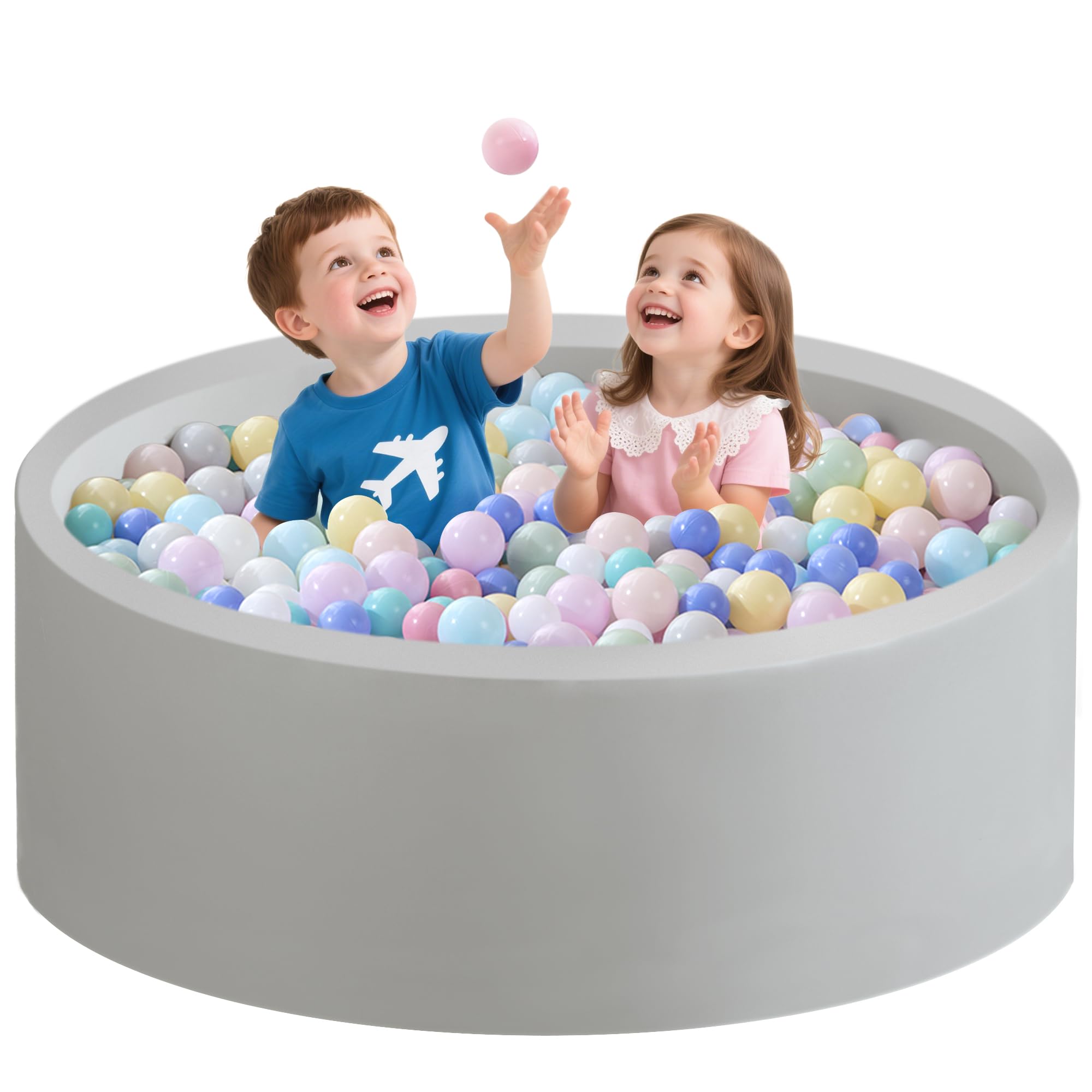 Zedachica Ball Pit for Toddlers 47.24'' x 15.75" Round Baby Ball Pits Memory Foam Ball Pits Lagre Kids Ball Pit Indoor and Outdoor Playground Kid Play Ball Pool Ideal Gifts for Kids (Grey, NO Balls)