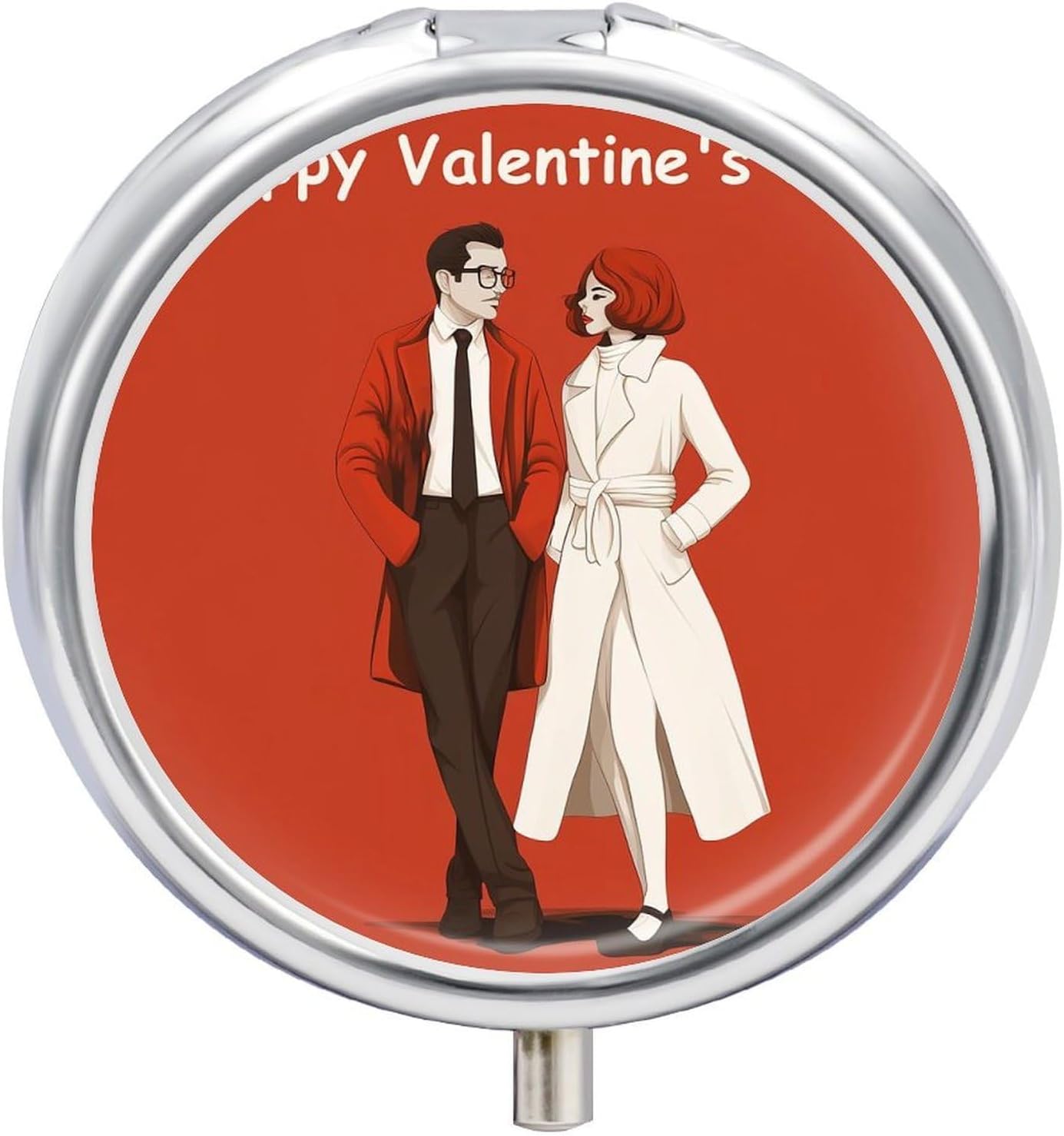 Lover Comic Art Round Pill Box, Waterproof Medicine Organizer Box