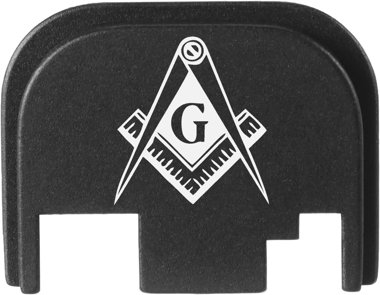 NDZ Performance Rear Slide Cover Back Plate for Glock Gen 1-4 Laser Engraved Hardcoat Anodized Aluminum in Black - Masonic Mason Calipers G Logo