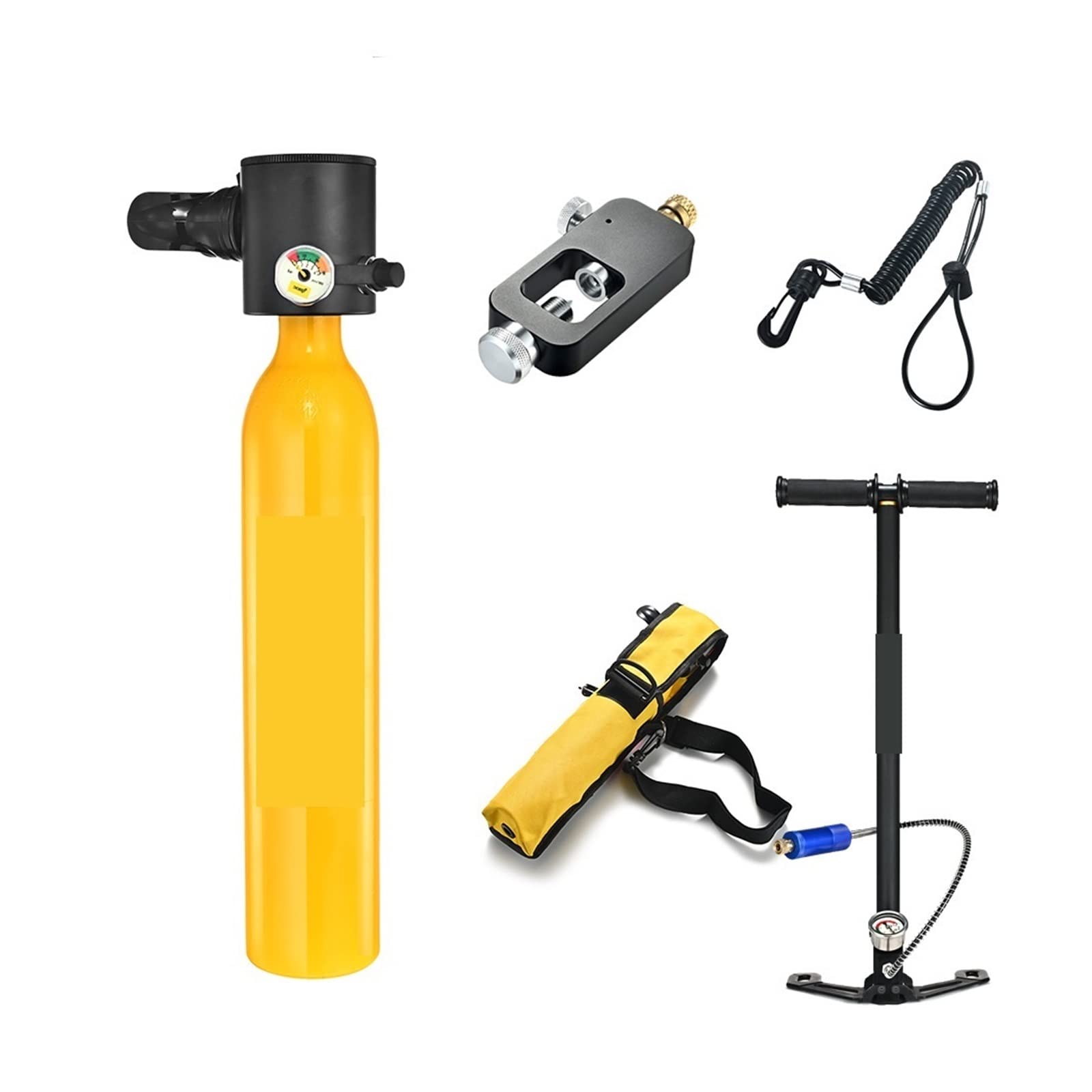 Portable Dive Cylinder, 0.5L New Mini Oxygen Cylinder Diving Teaching Underwater Breathing Equipment(Giallo)