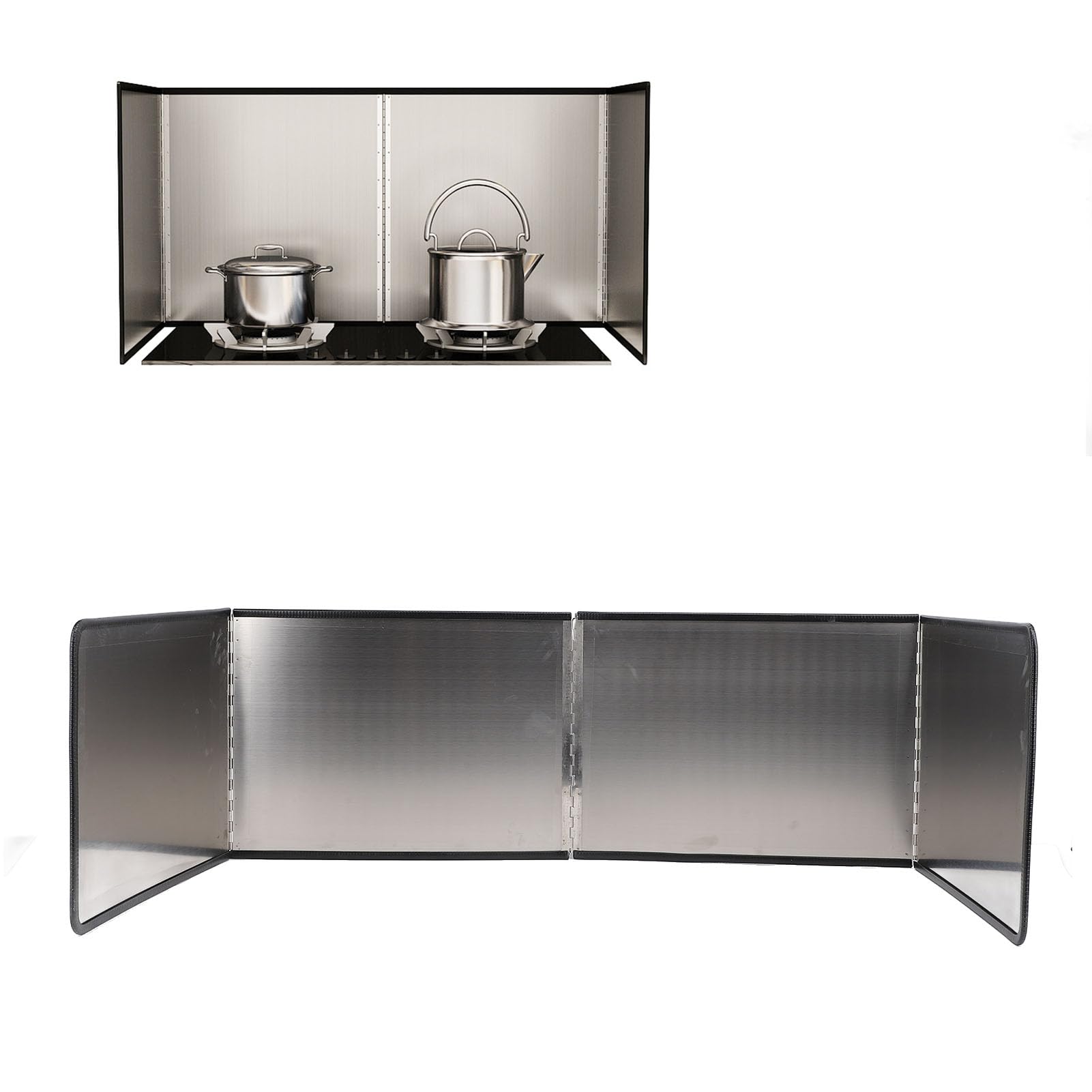Protector contra Salpicaduras de Aceite, Protector contra Salpicaduras de Cocina Antiadherente de Acero Inoxidable de 4 Lados para Freír en Casa, 80cm (30x80x40cm/11,8x31,5x15,7 pulgadas)