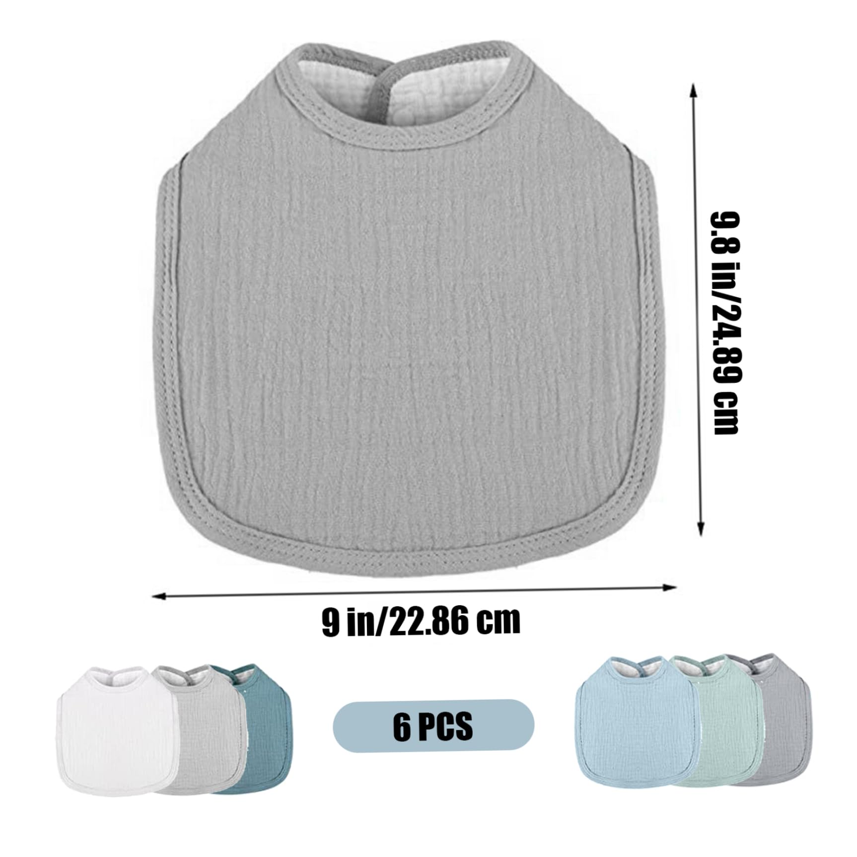 Baberos para bebé, 6 baberos para bebé, algodón suave y ajustable para niños pequeños con hebilla, necesidades unisex para babear y dentición