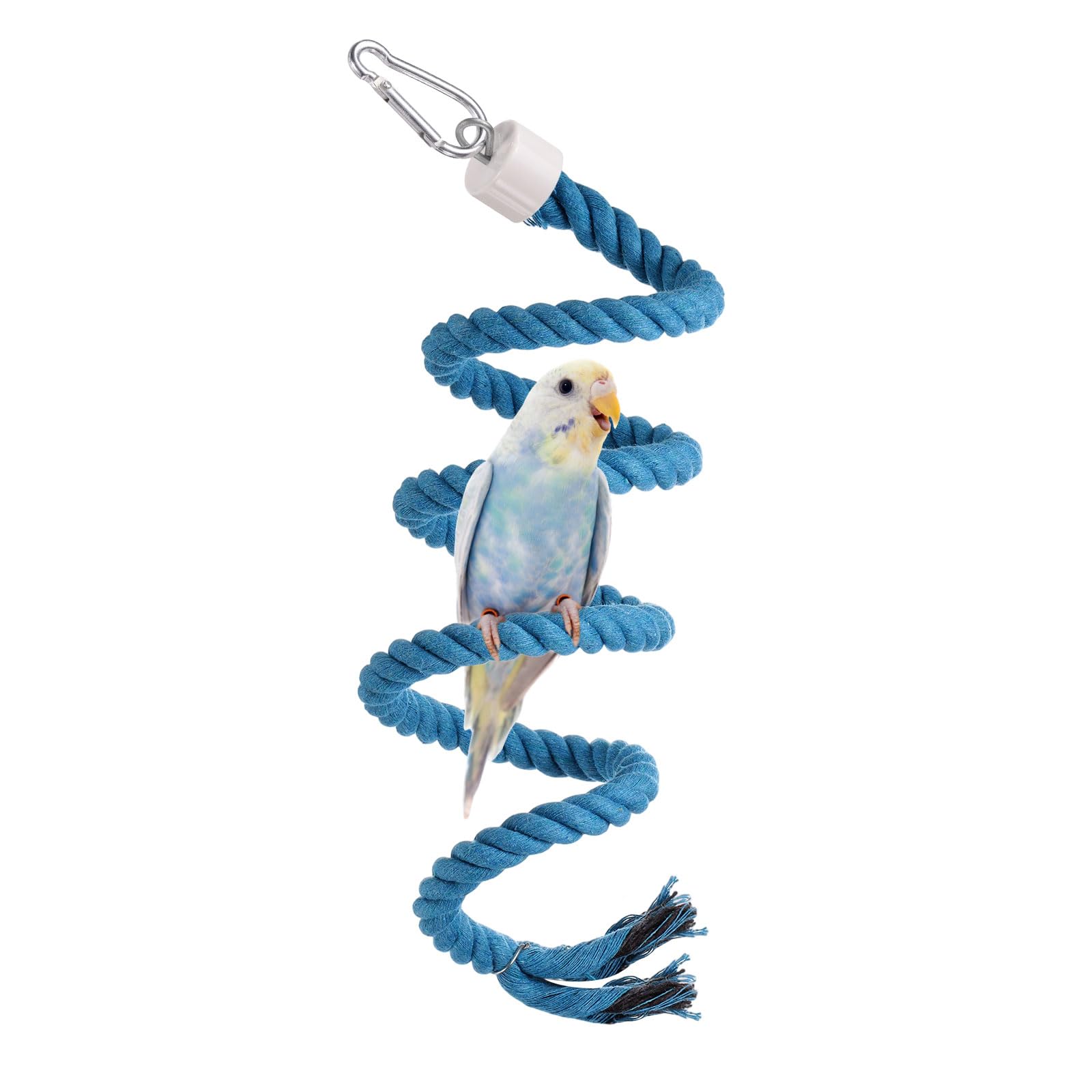 sourcing map Bird Rope Perch Swing, Spiral Rope Perch Standing Pole Accessory Climbing Swing Paw Grinding 100cm / 39 Inch, (Blue) Intended for Parrot/Parakeet/Budgies/Cockatiels/Lovebirds — image 1