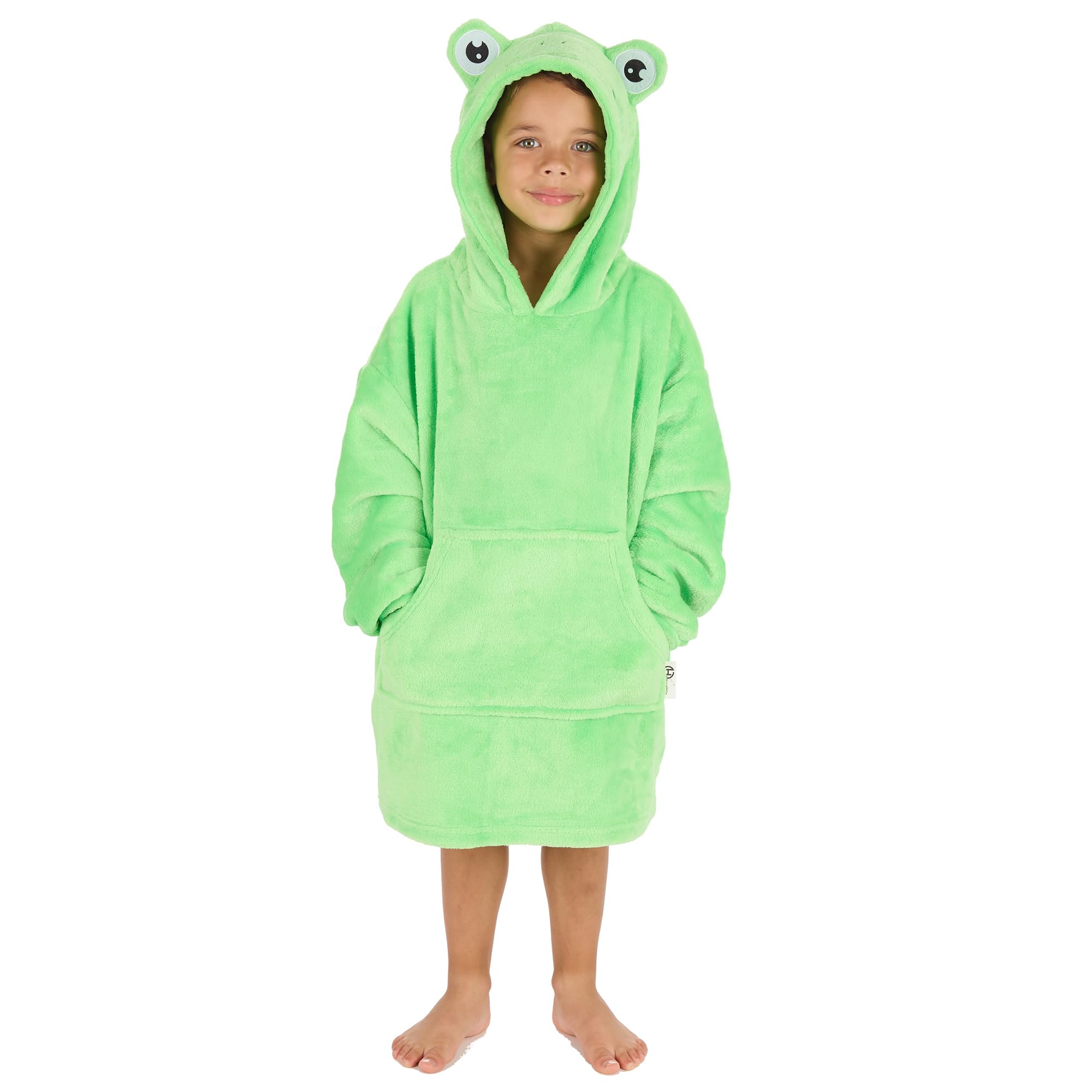 Panzy Baby Toddler Children Oversized Blanket Hoodie Comfy Wearable Blanket Hoodie with Large Pockets for kids Boys & Girls (Frog, 3 Years - 6 Years)