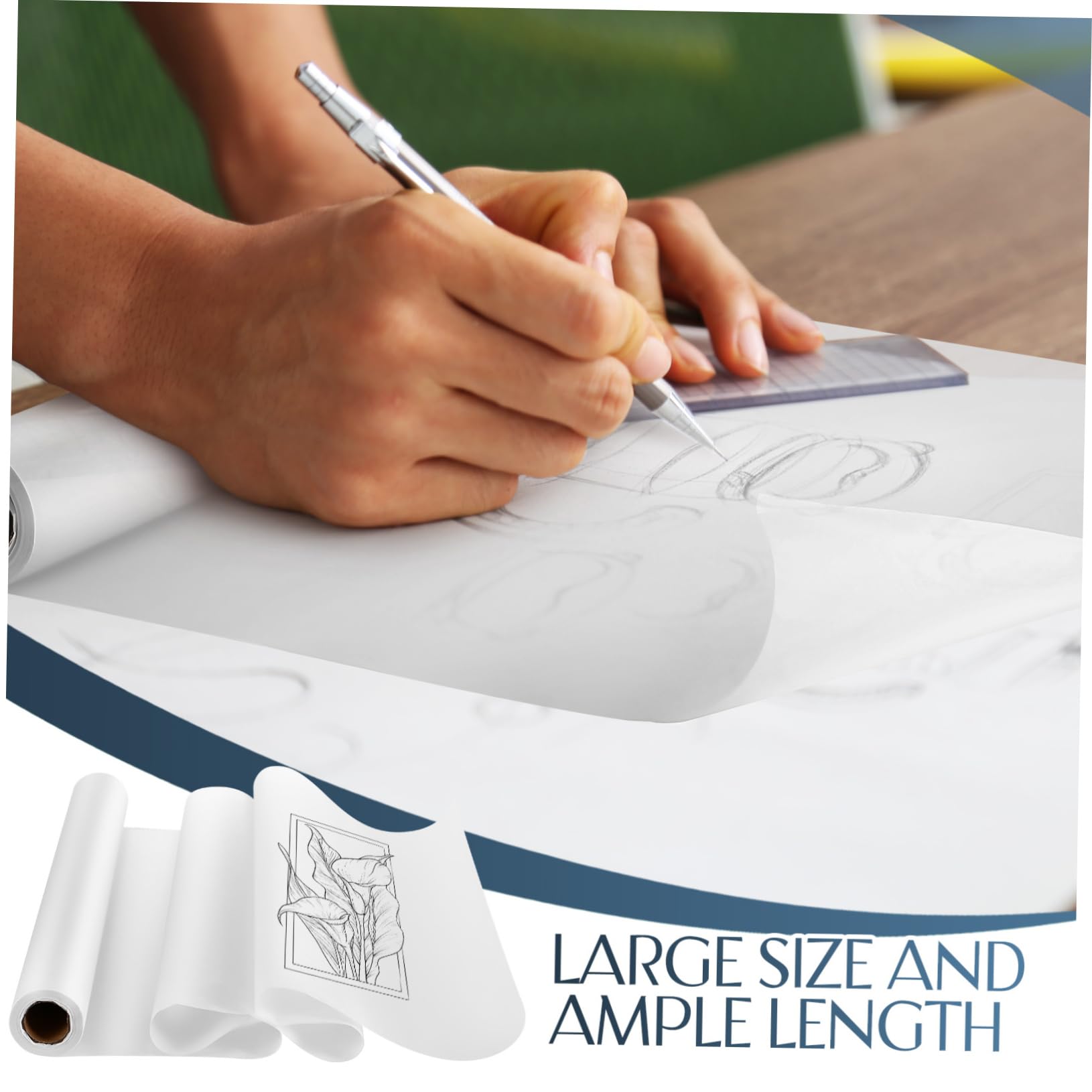 LOLIPPYY Carta da Disegno Trasparente per Calligrafia e Disegno, Carta da Lucido Bianca ad Alta Trasparenza per Artisti e Progettisti