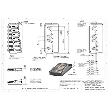 ヒップショット  Hipshot 7弦 Fixed Bridge Hipshot 7-String Fixed Guitar Bridge | Ploutone