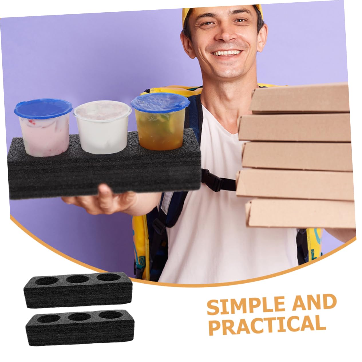 GRIRIW 2Pcs Drink Cup Carrier Tray Beverage Tray for Takeout Lightweight Leak Design for Restaurants Parties and Picnics Holds Drinks Securely