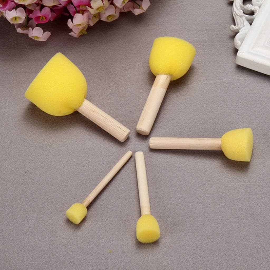 5pcs Sponge Foam Brush Set Wooden Handle Stamp Painting Tool for Beginners Art Supplies Painting Brushes for Acrylic Paint Set