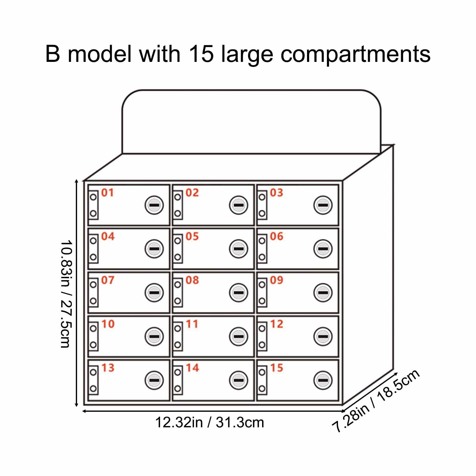 Armario de almacenamiento acrílico para teléfono con 15 ranuras para colgar en la pared para el aula teléfono caja de almacenamiento personal ideal para escuelas y oficinas color: B