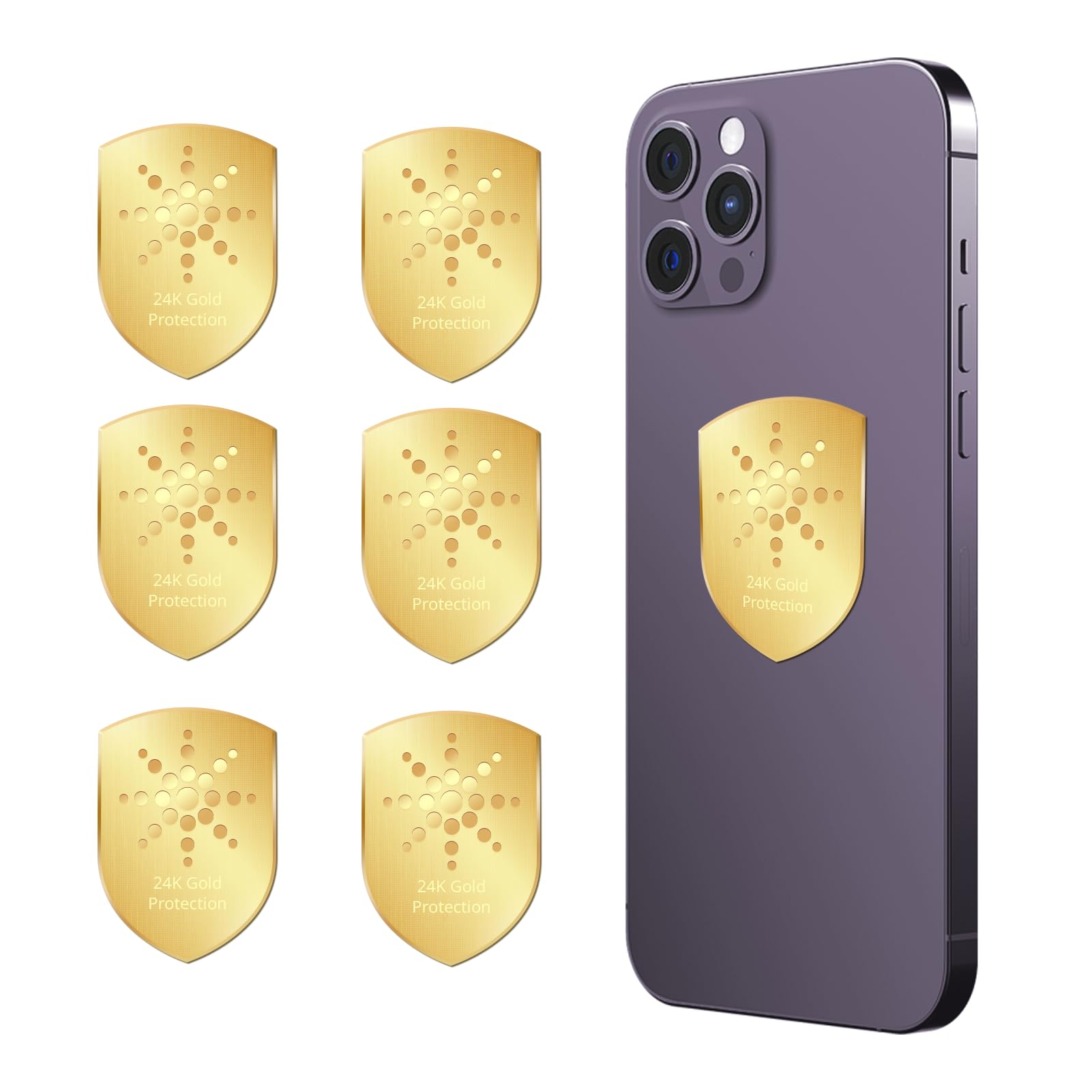Phone Protection Sticker,Works for Smart Phones &amp; Cell, Laptops, Tablets,TV, WiFi Router,Monitors - Suitable for All E-Devices-6 Pcs, Shield, Gold