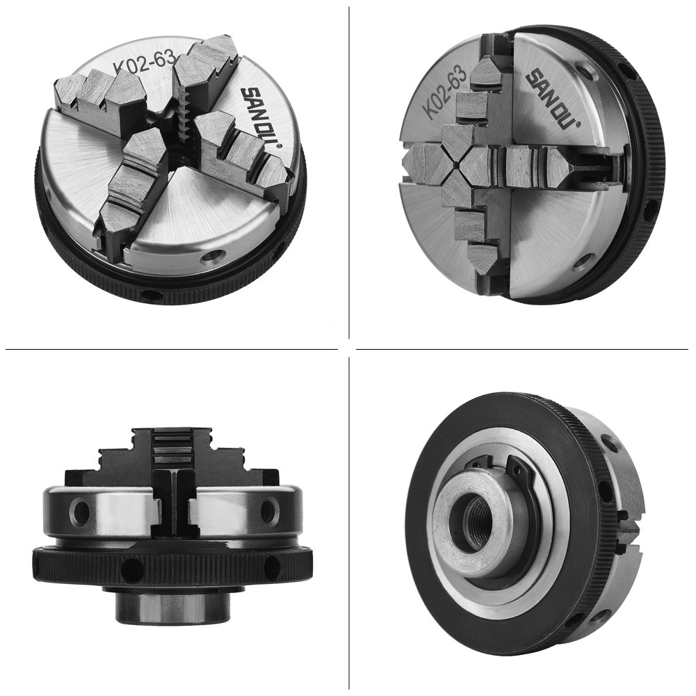 Mandrino autocentrante per tornio, mandrino manuale K02-63/M14 a 4 ganasce per tornio per legno