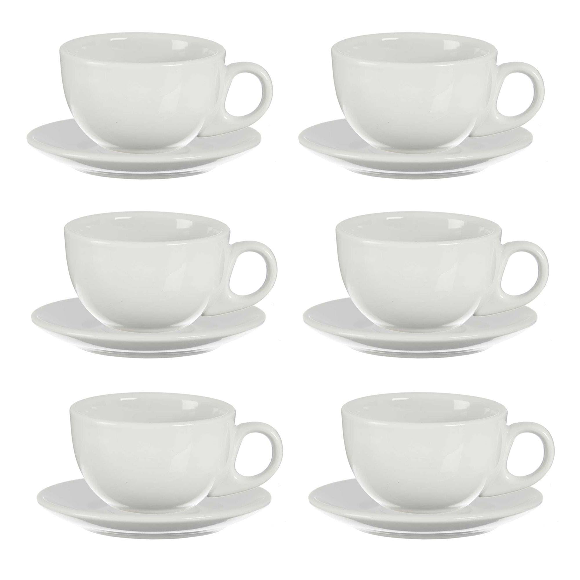 San Ignacio Set 6 tazas cafe porcelana blanca con platillos colección VESSIA