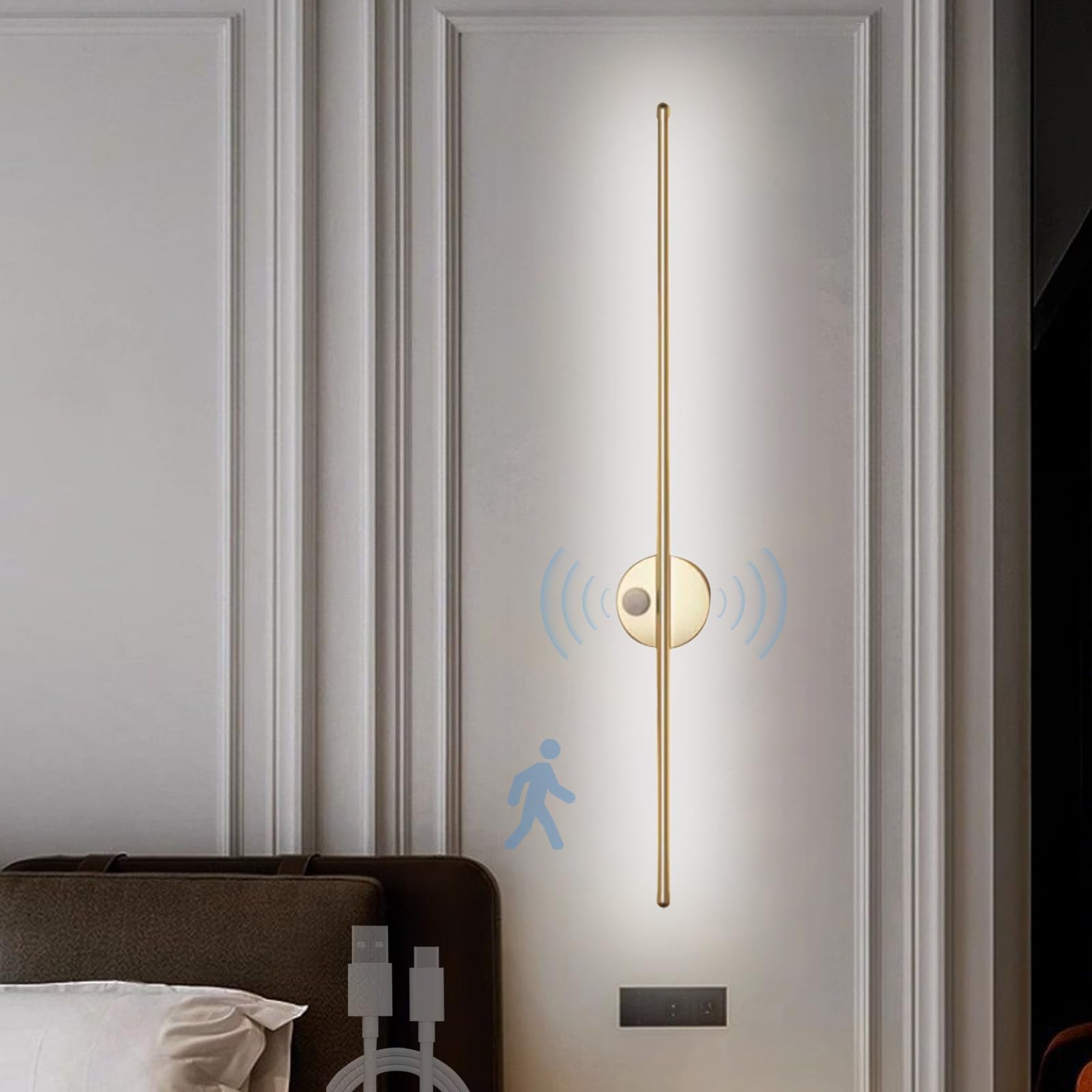 Apliques de pared interior LED luz sin cables para pasillos con sensor movimiento 8