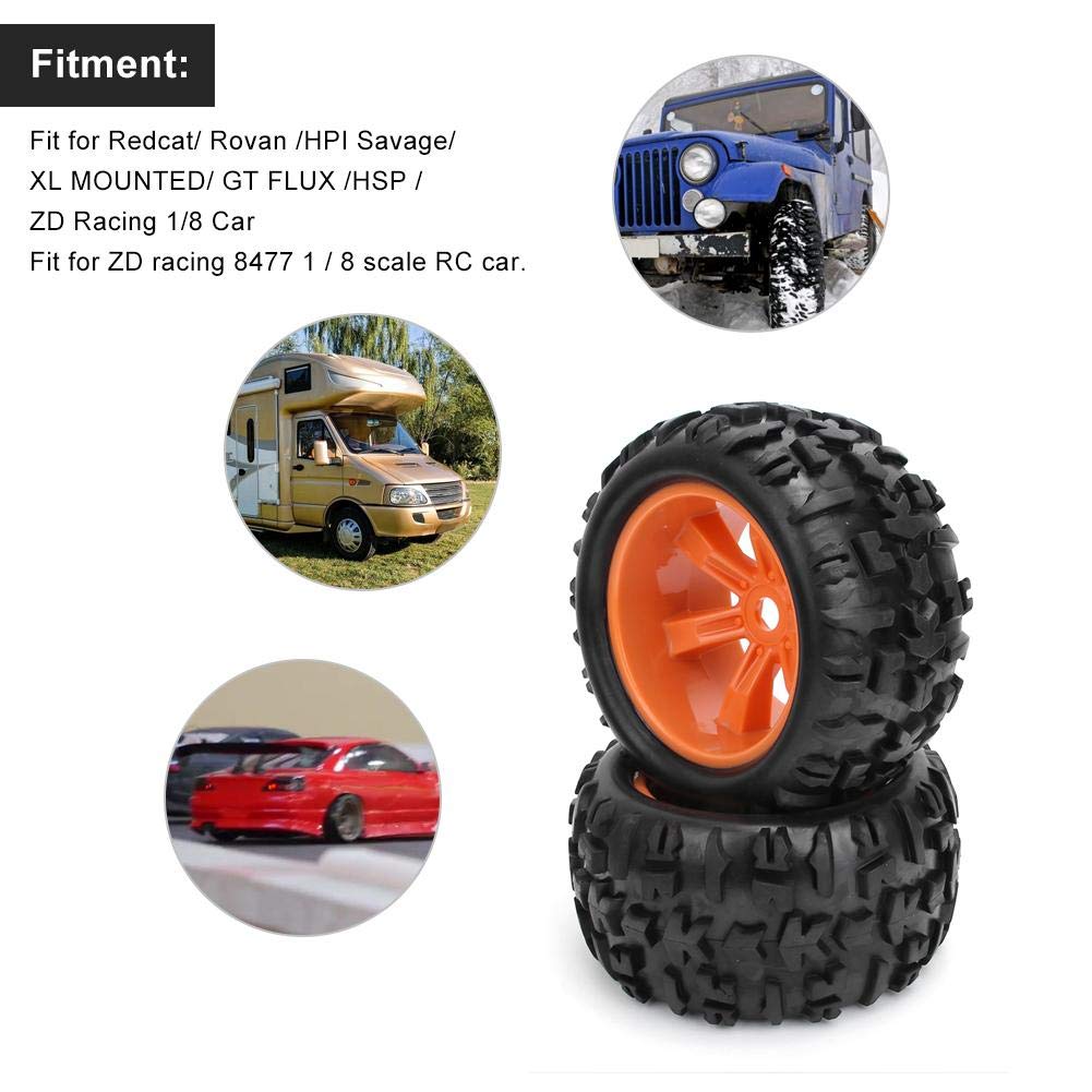 Pneu de roue RC, 2 pièces de moyeu de jante de roue durable pneus en caoutchouc de véhicules à chenilles pour 1/8 accessoire de voiture de course sur