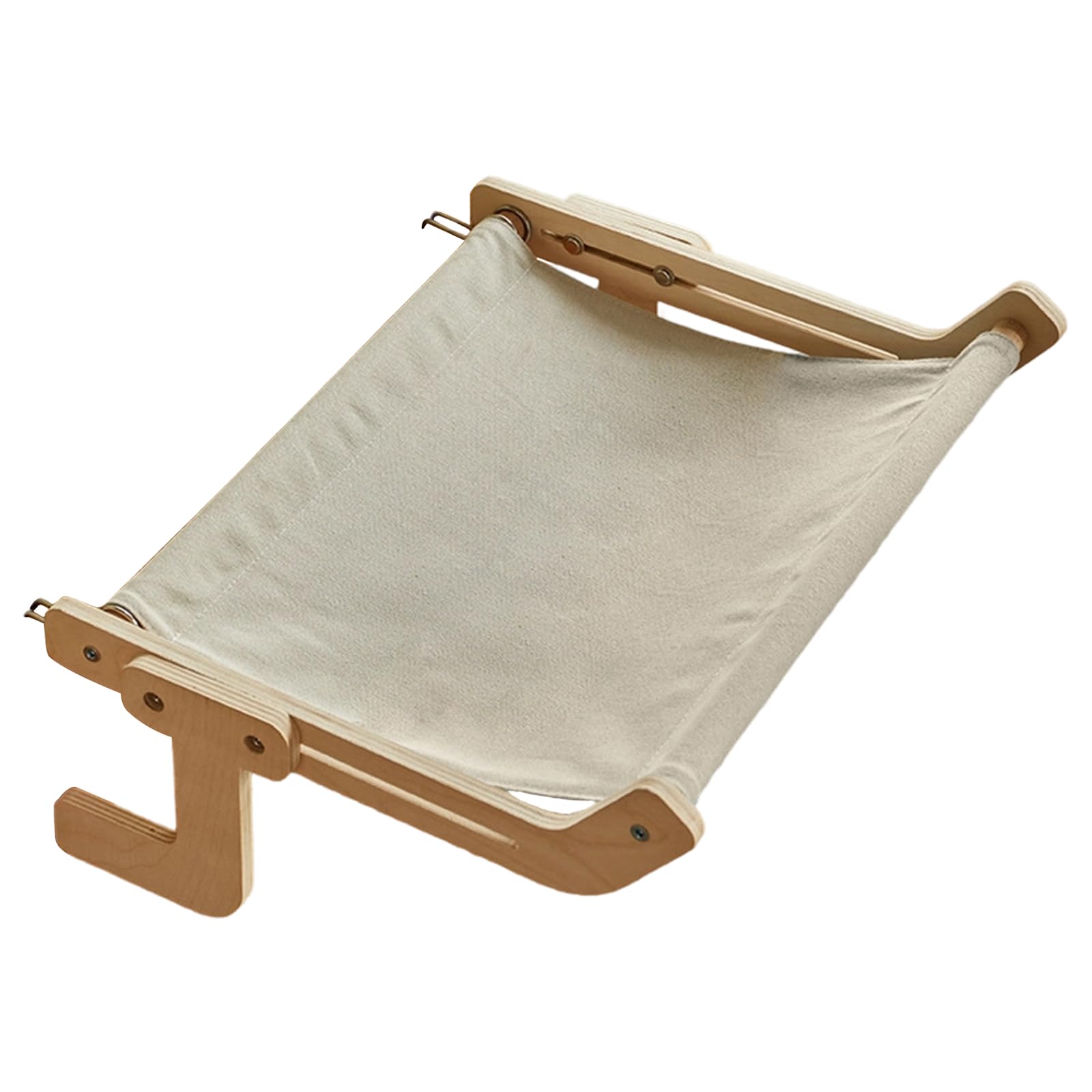 Generisch Cuccia per gatti da appendere alla finestra, telaio in legno da 44,5 cm, ganci in metallo stabile, portata fino a 25 kg, amaca in tela grigia per finestre chiare, accanto al letto per