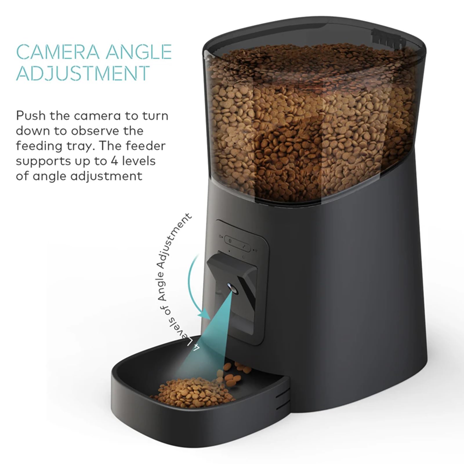 Distributore Automatico Cibo Gatti Dispenser Crocchette Gatto con Telecamera Distributore Cibo Collegare App Timer Programmabile 12 Pasti al Giorno E Funzione di Registrazione 10S,Nero
