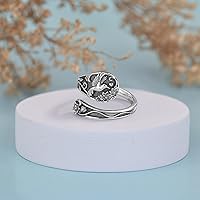 Vista 3 de Spoon Ring Sterling Silver Hummingbird Ring Vintage Antique Spoon Rings Adjustable Thumb Rings for Women