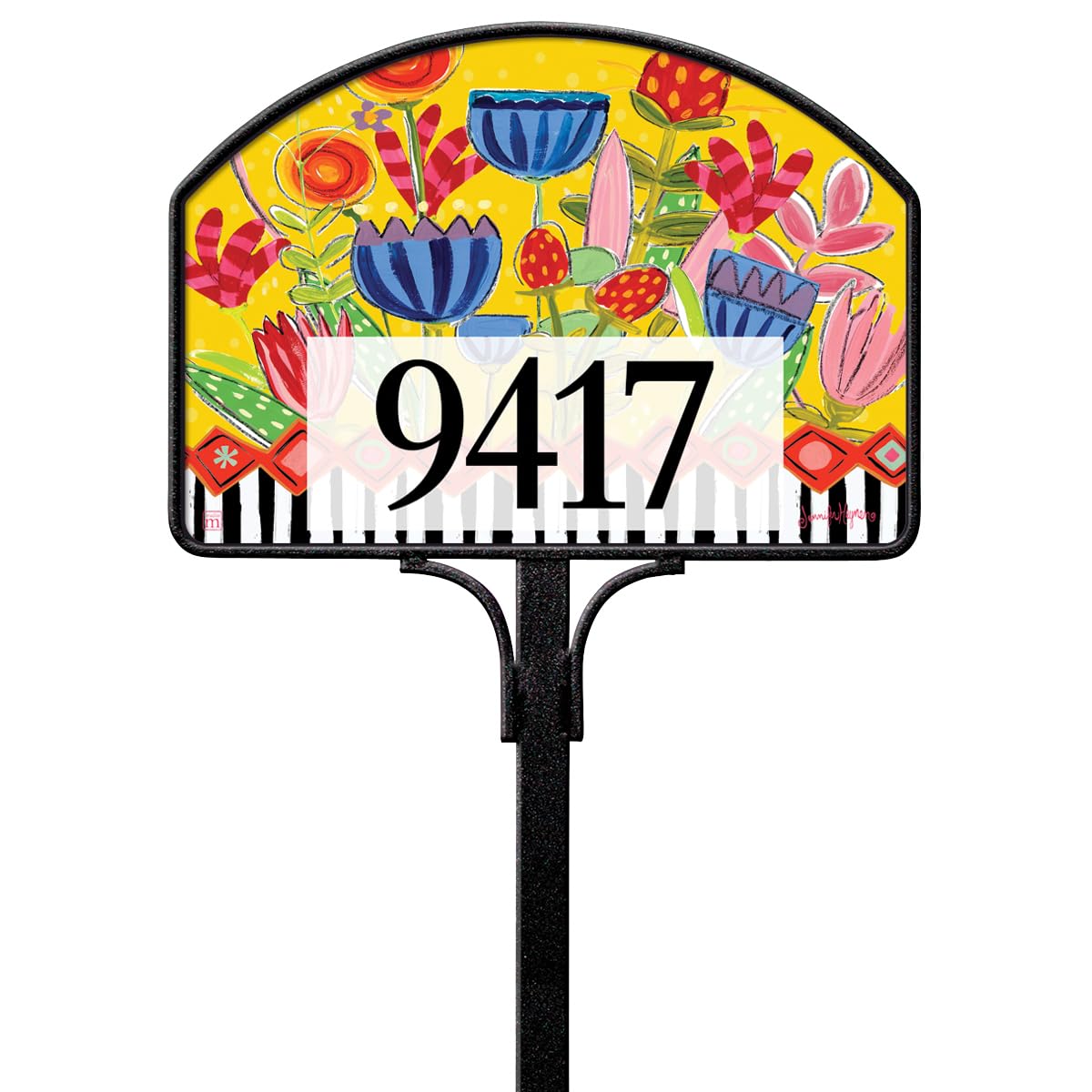 Studio M Multi-Colored (Pink, Orange, Yellow, Purple) Jennifer Heynen Bright Summer Flowers Yard Design 14" X 10"