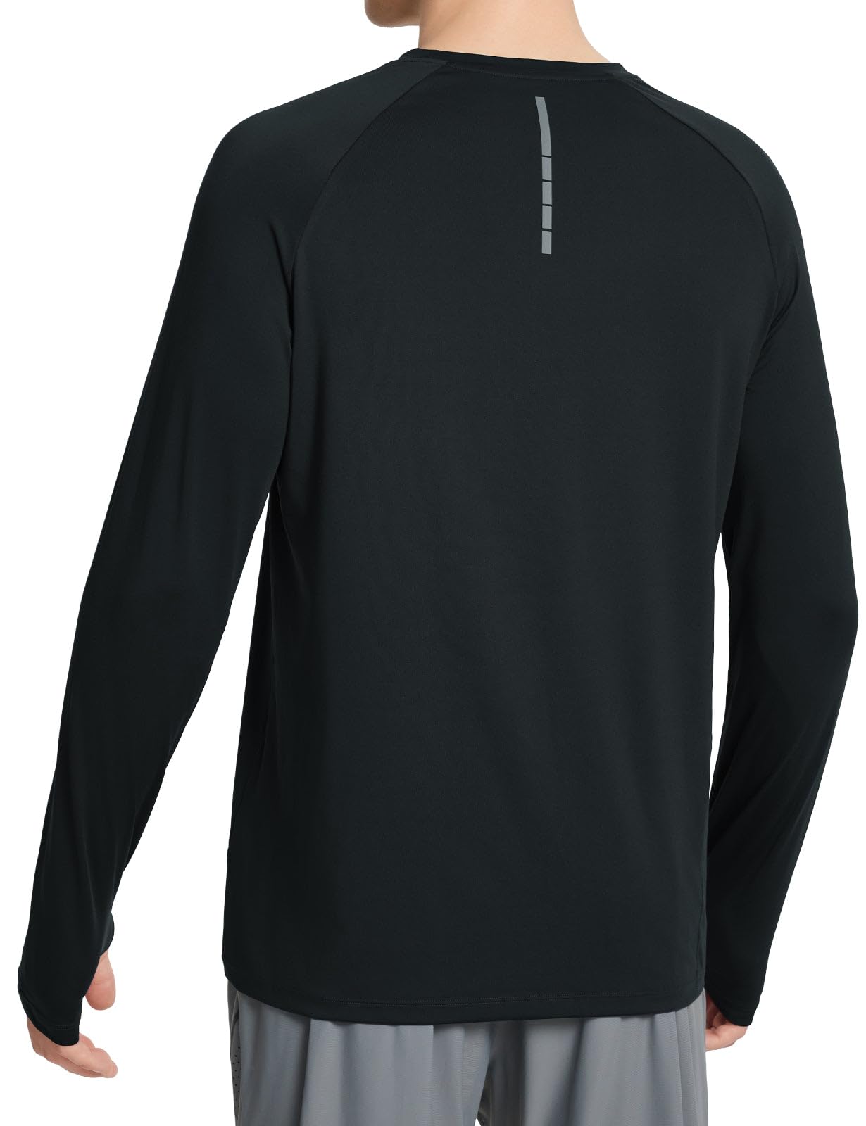 baleaf Men's Long Sleeve Running Shirts Sun Protection UV UPF 50+ T Shirts Workout Athletic Gym Quick Dry Zip Pocket Black M