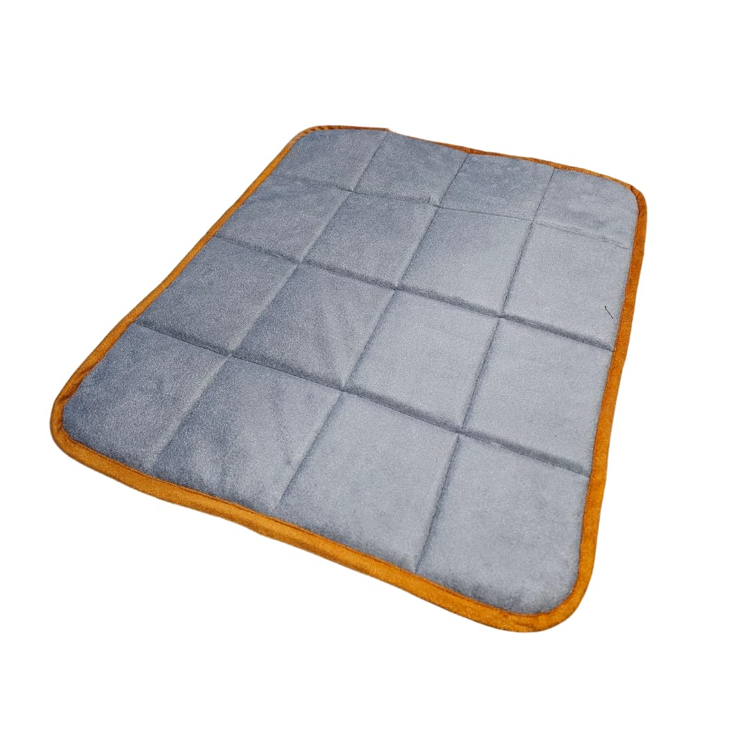 GDB Cotton Dog & Cat Sleeping Mat, Soft & Comfortable Pet Bed, Lightweight, Machine Washable, Anti-Slip Base, Ideal for Travel & Home Use, Small, Grey, Small, LWH, 60x45x3 Cm