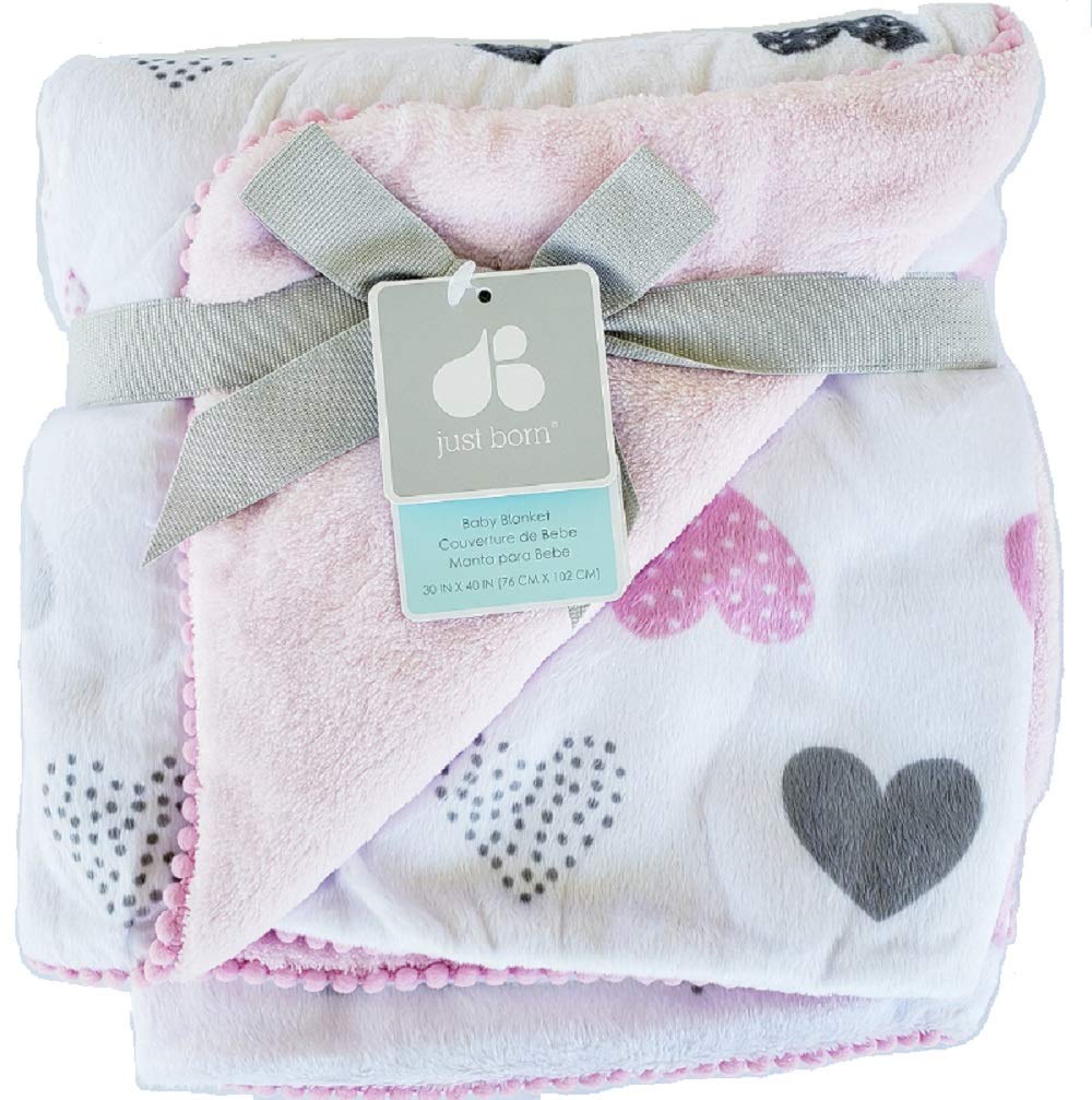 Baby Blanket Polka Dot Velboa Nursery Blanket Pink by Just Born