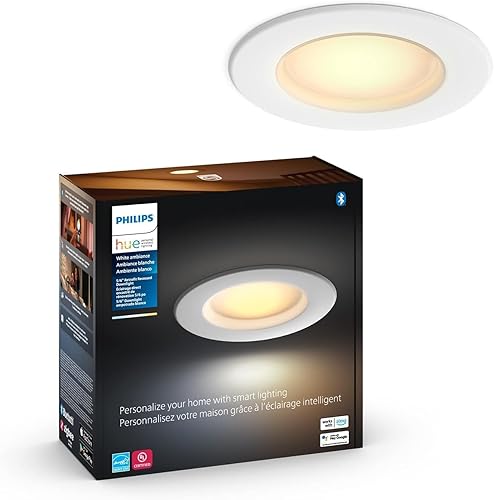 Philips Hue Downlight LED empotrable inteligente de 6 pulgadas, luz blanca cálida a fría, 1 paquete, 1100 lúmenes, para interiores, control con