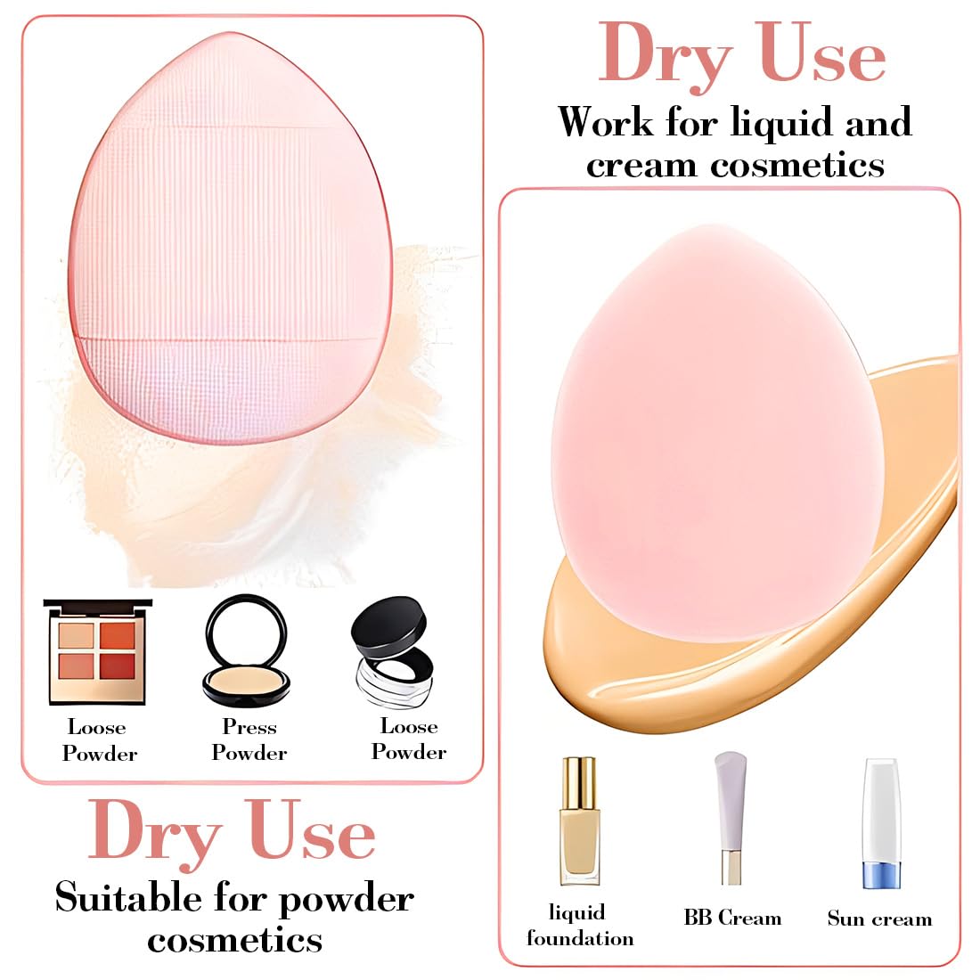 10 Pezzi Mini Soffietti Per Cipria E Spugnette Per Trucco Huda Beauty Powder Soffietti In Tessuto Per Fondotinta, Correttore E Primer Cuscinetti Triangolari Bianco, Rosa (3X4 Cm)