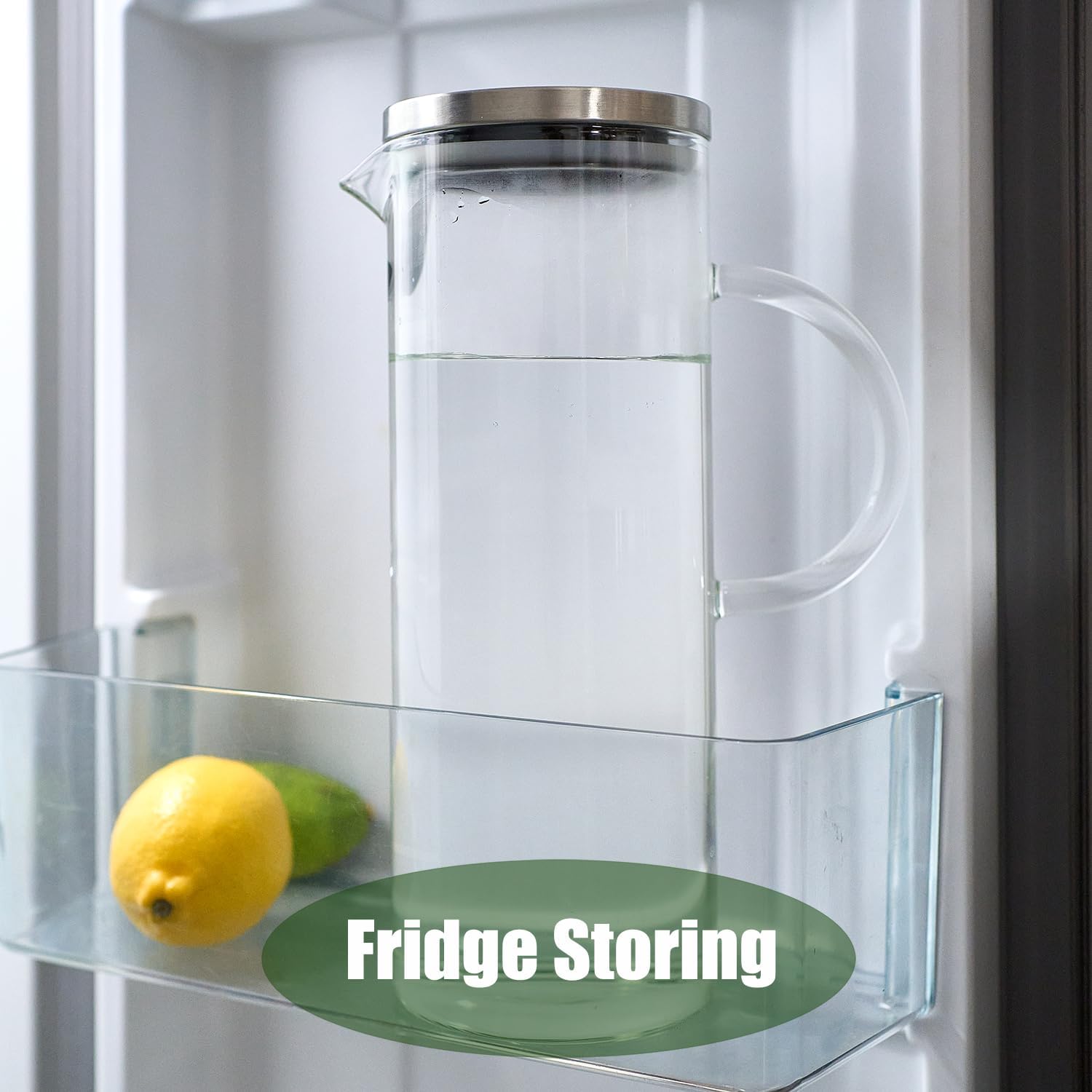 Karafu Pitcher, Glass Pitcher with Handle and Lid, 50 Oz Handmade Water Jug for Hot/Cold Water, Ice Lemon Tea and Juice Beverage - Image 8